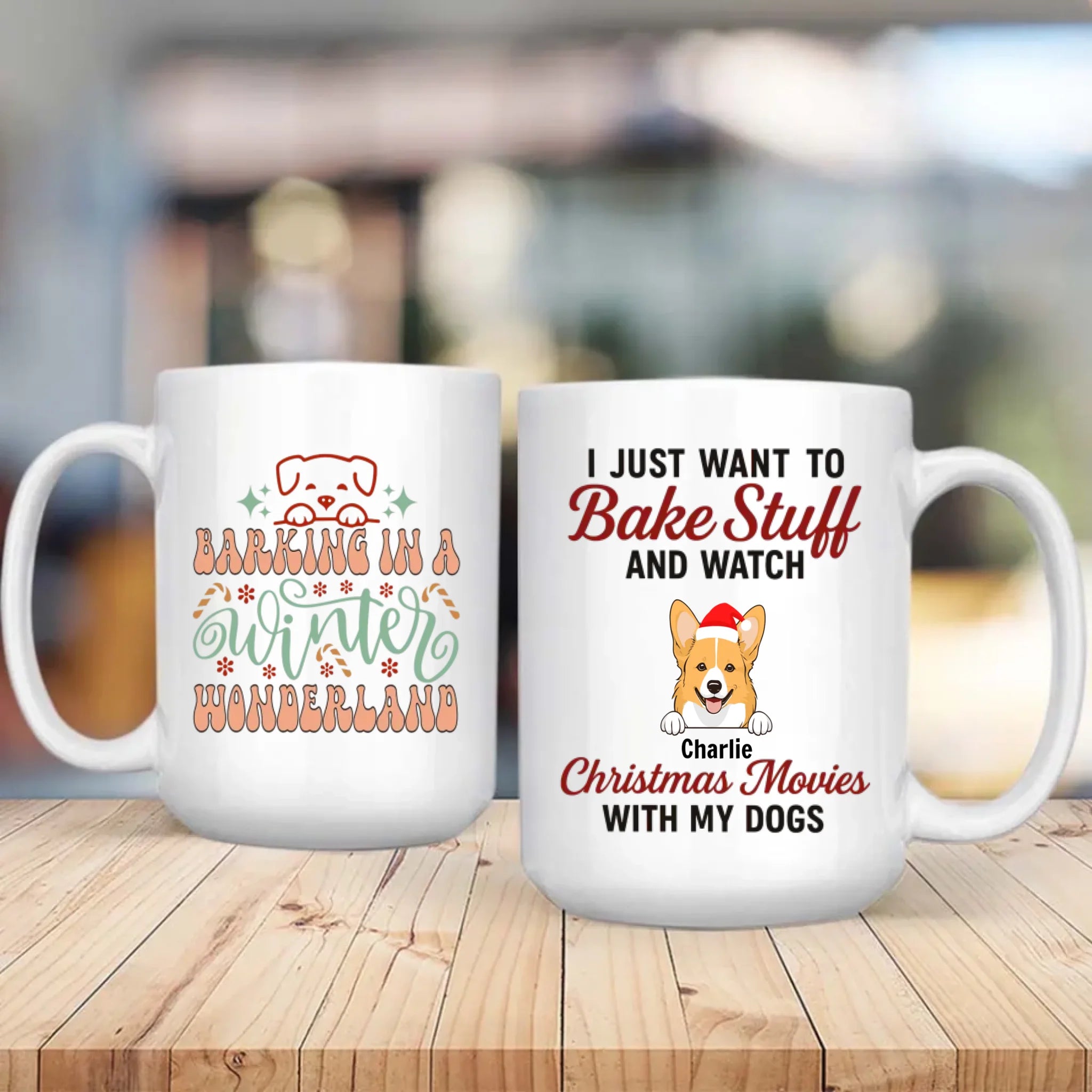 Custom Dog Mug Barking in a Winter Wonderland – Funny Christmas Coffee Cup Gift for Dog Lovers – 89Prints