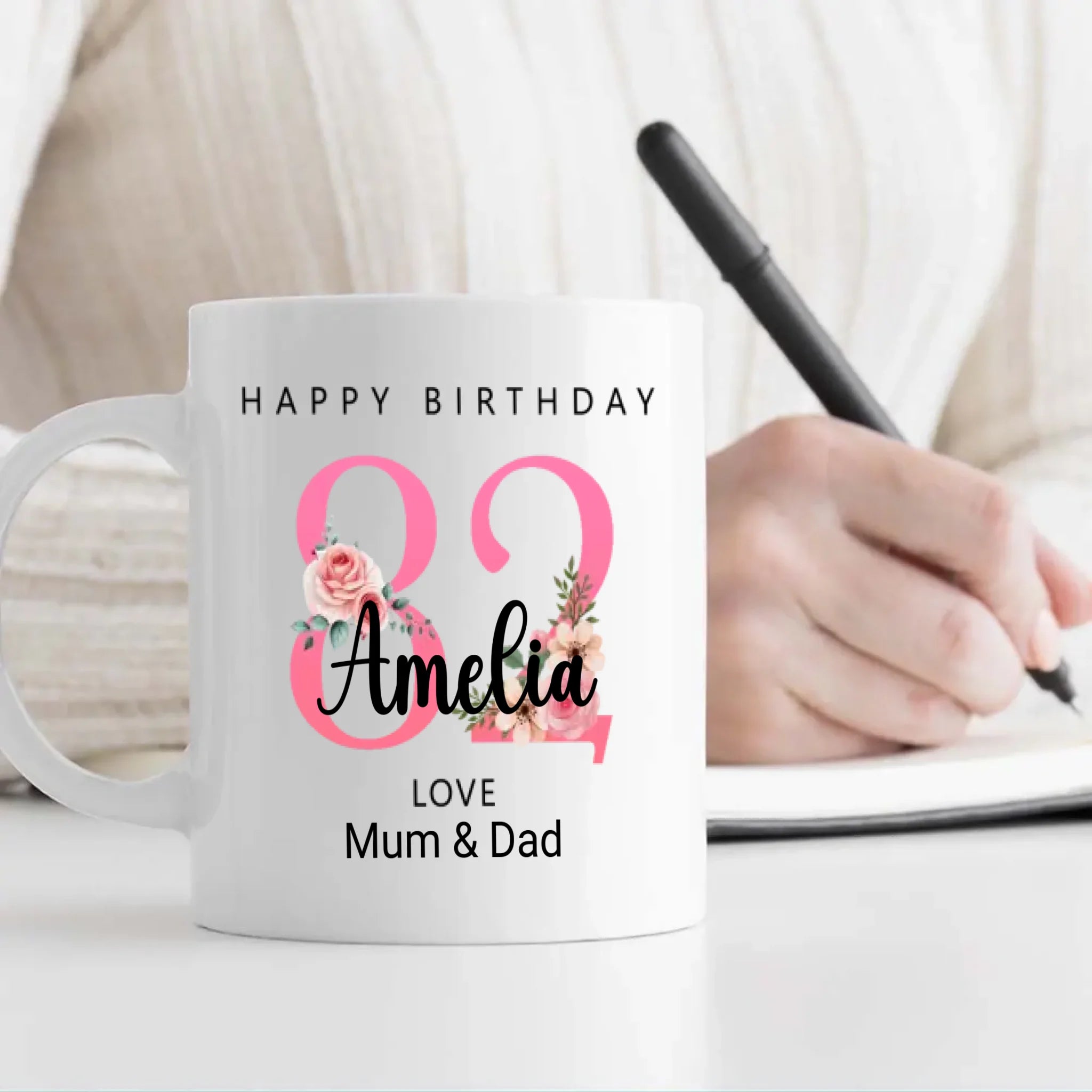 Bloom at 82 – Custom Birthday Coffee Mug - 89Prints