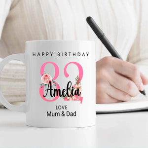 Bloom at 82 – Custom Birthday Coffee Mug - 89Prints