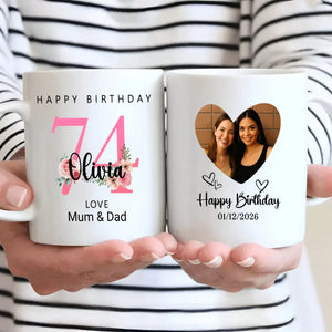 Blooming at 74th – Floral Birthday Mug for Mom or Aunt - 89Prints