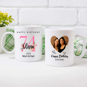 Blooming at 74th – Floral Birthday Mug for Mom or Aunt - 89Prints