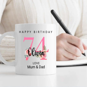 Blooming at 74th – Floral Birthday Mug for Mom or Aunt - 89Prints
