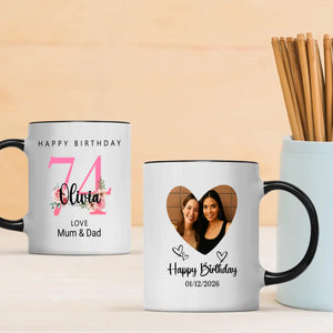 Blooming at 74th – Floral Birthday Mug for Mom or Aunt - 89Prints