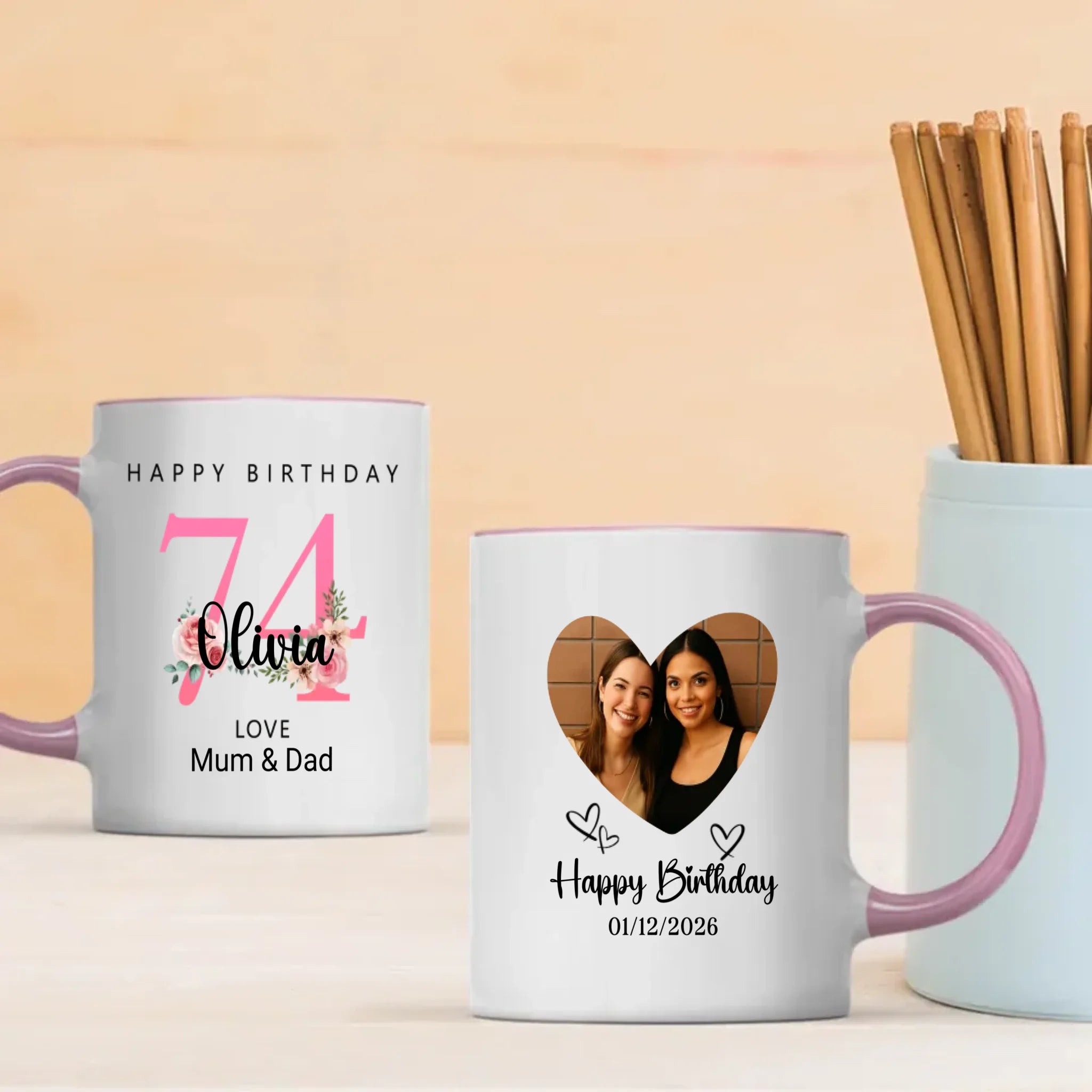 Blooming at 74th – Floral Birthday Mug for Mom or Aunt - 89Prints