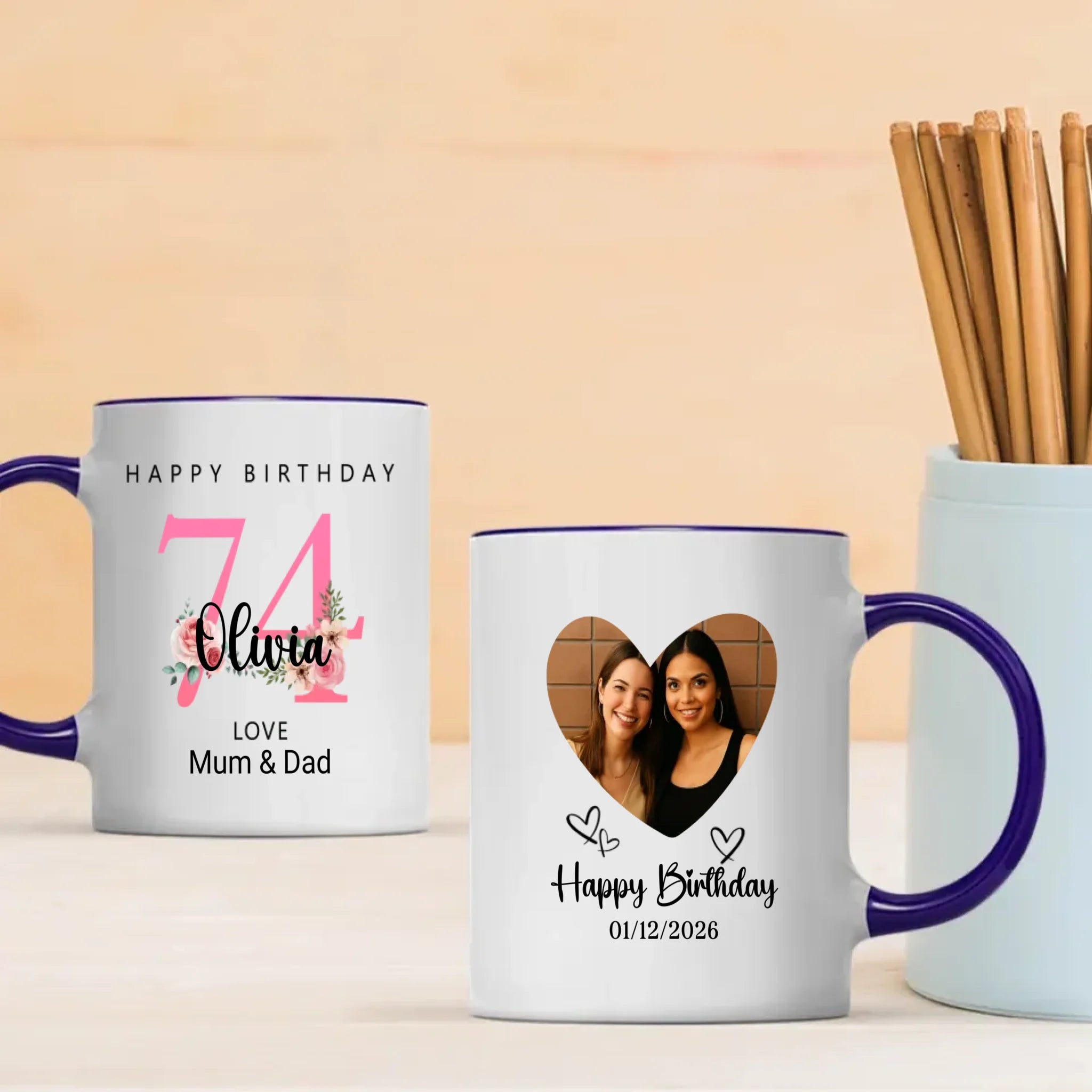 Blooming at 74th – Floral Birthday Mug for Mom or Aunt - 89Prints