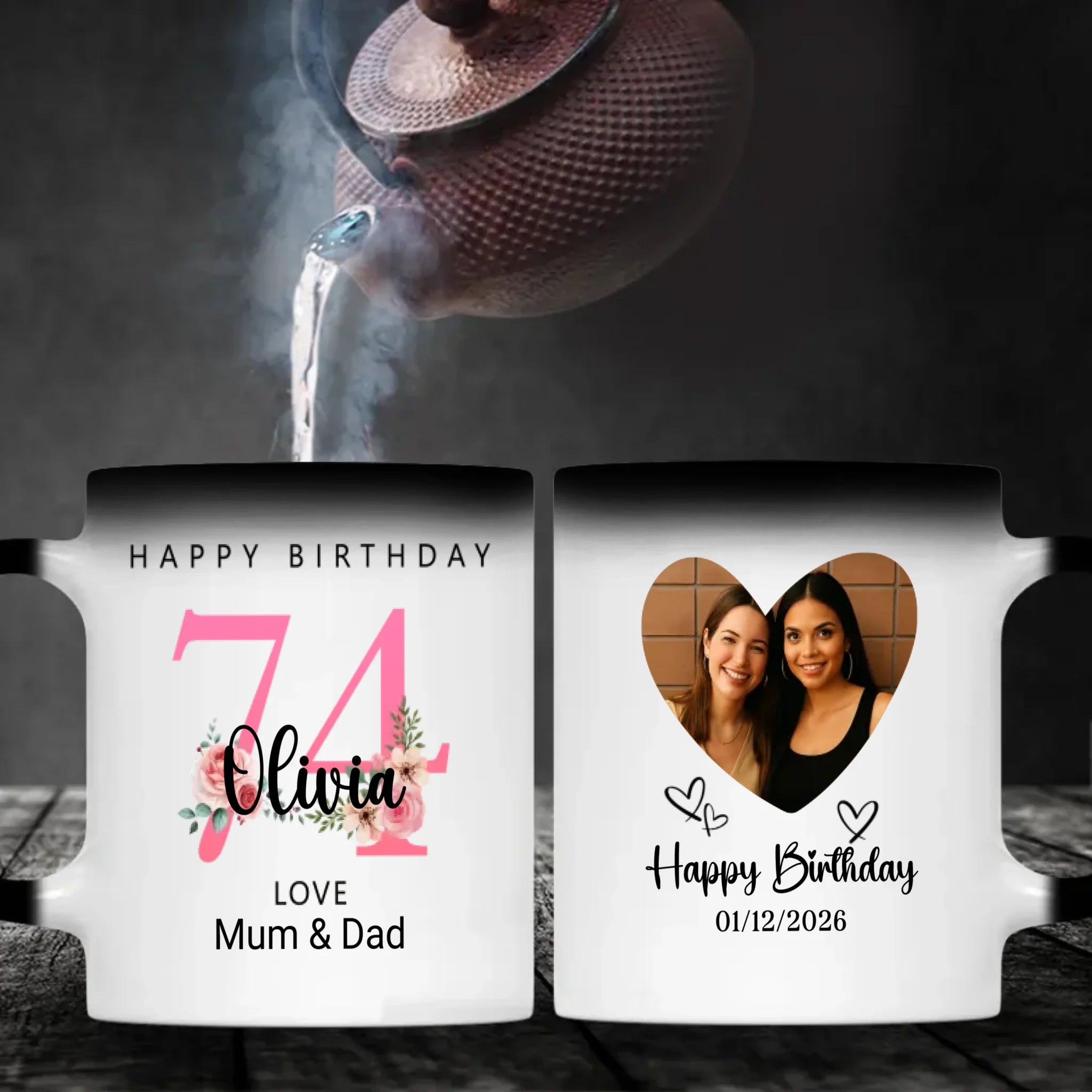Blooming at 74th – Floral Birthday Mug for Mom or Aunt - 89Prints