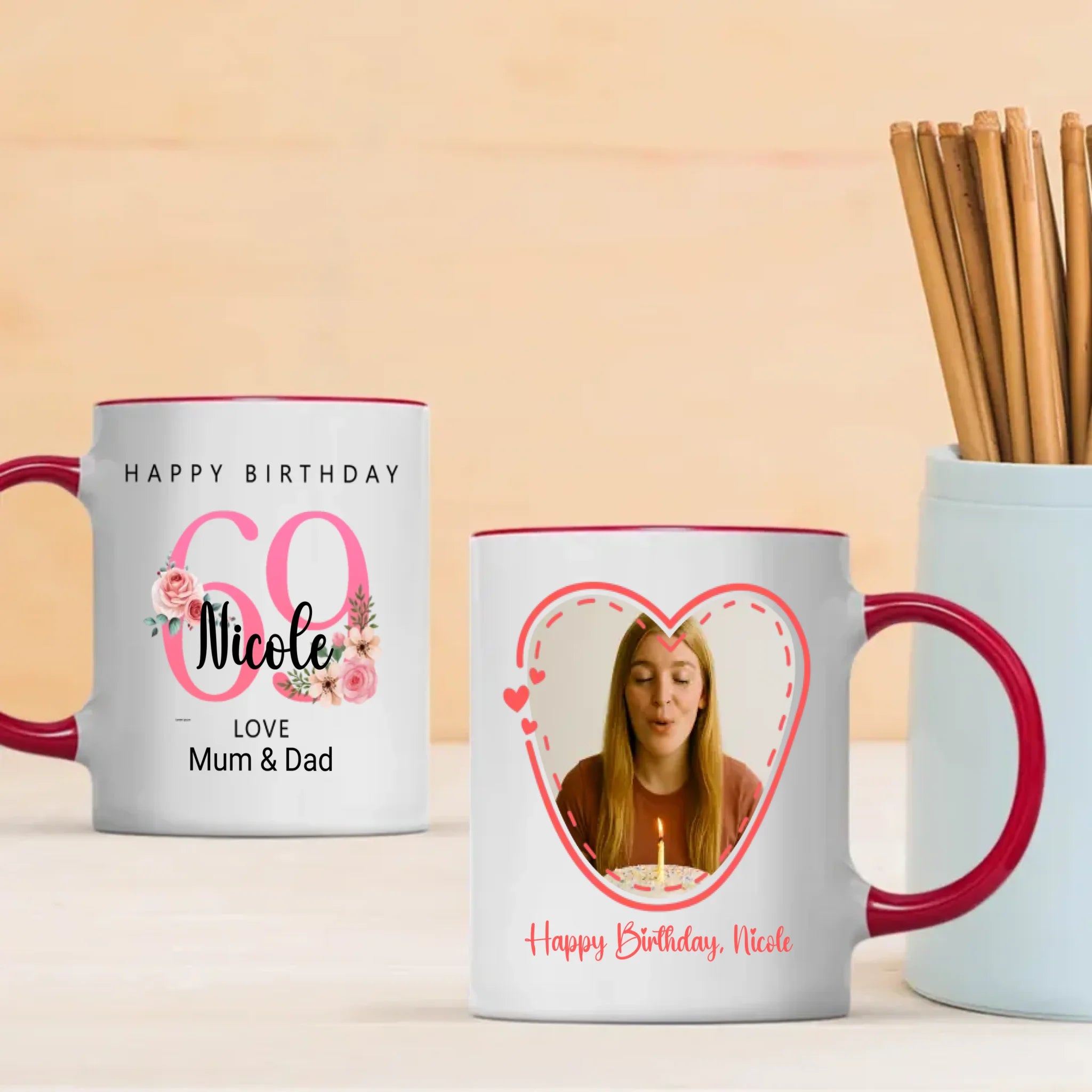 Blooming Sixty-Nine – Custom Floral Mug for Joyful Hearts - 89Prints