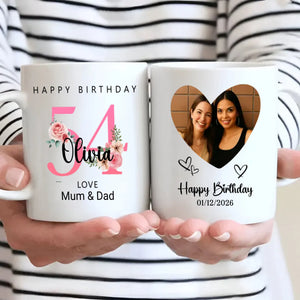 54 Years Loved – Personalized Birthday Mug with Heart | 89Prints