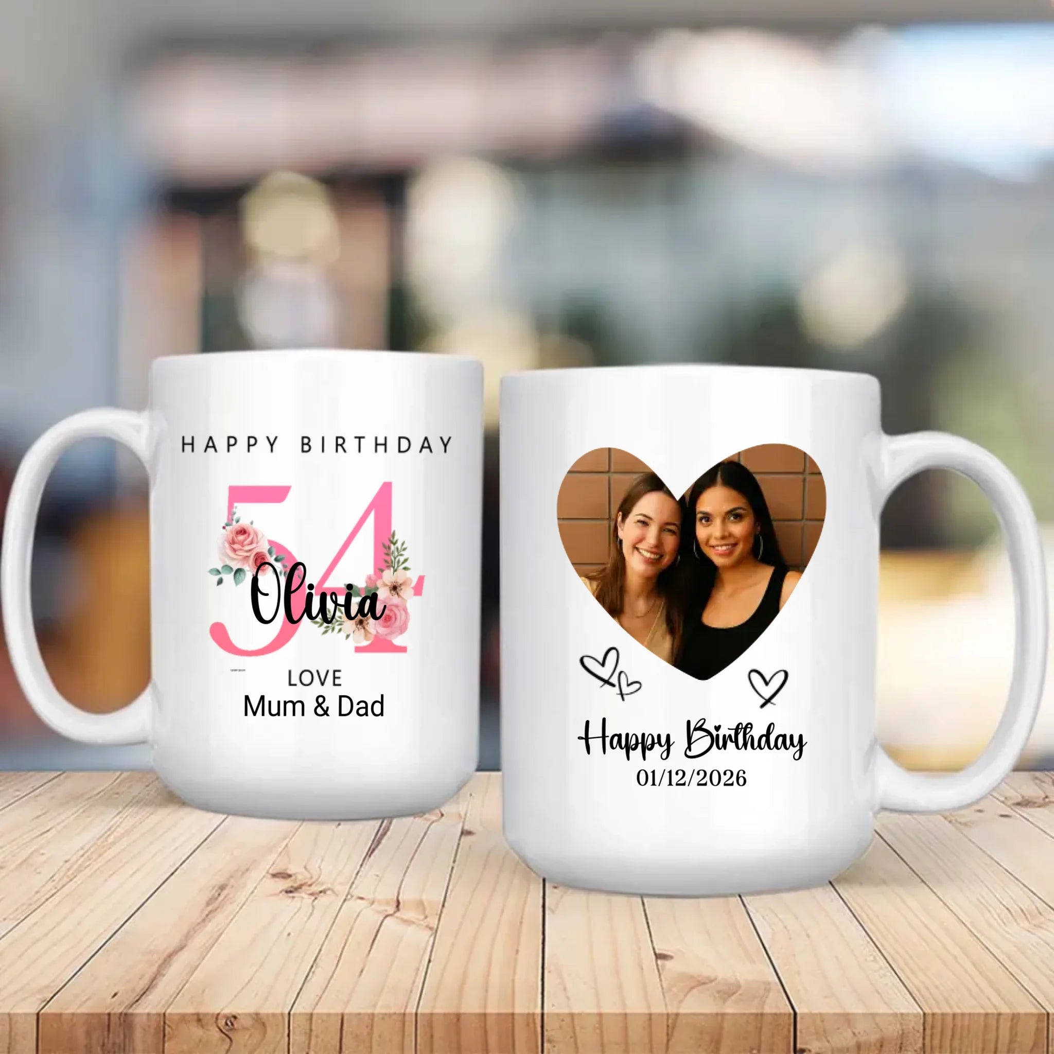 54 Years Loved – Personalized Birthday Mug with Heart | 89Prints