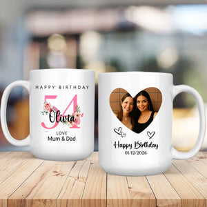 54 Years Loved – Personalized Birthday Mug with Heart | 89Prints