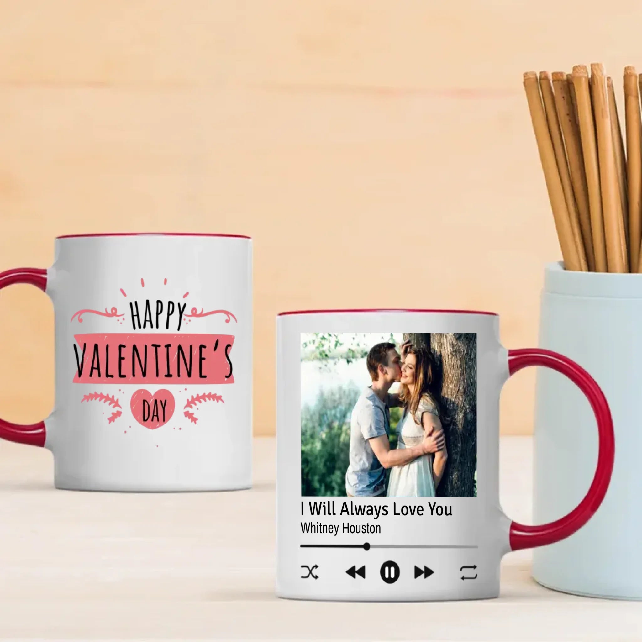 Personalized Happy Valentine Couple Mug with Photo A Romantic Gift Perfect for Couples - 89Prints