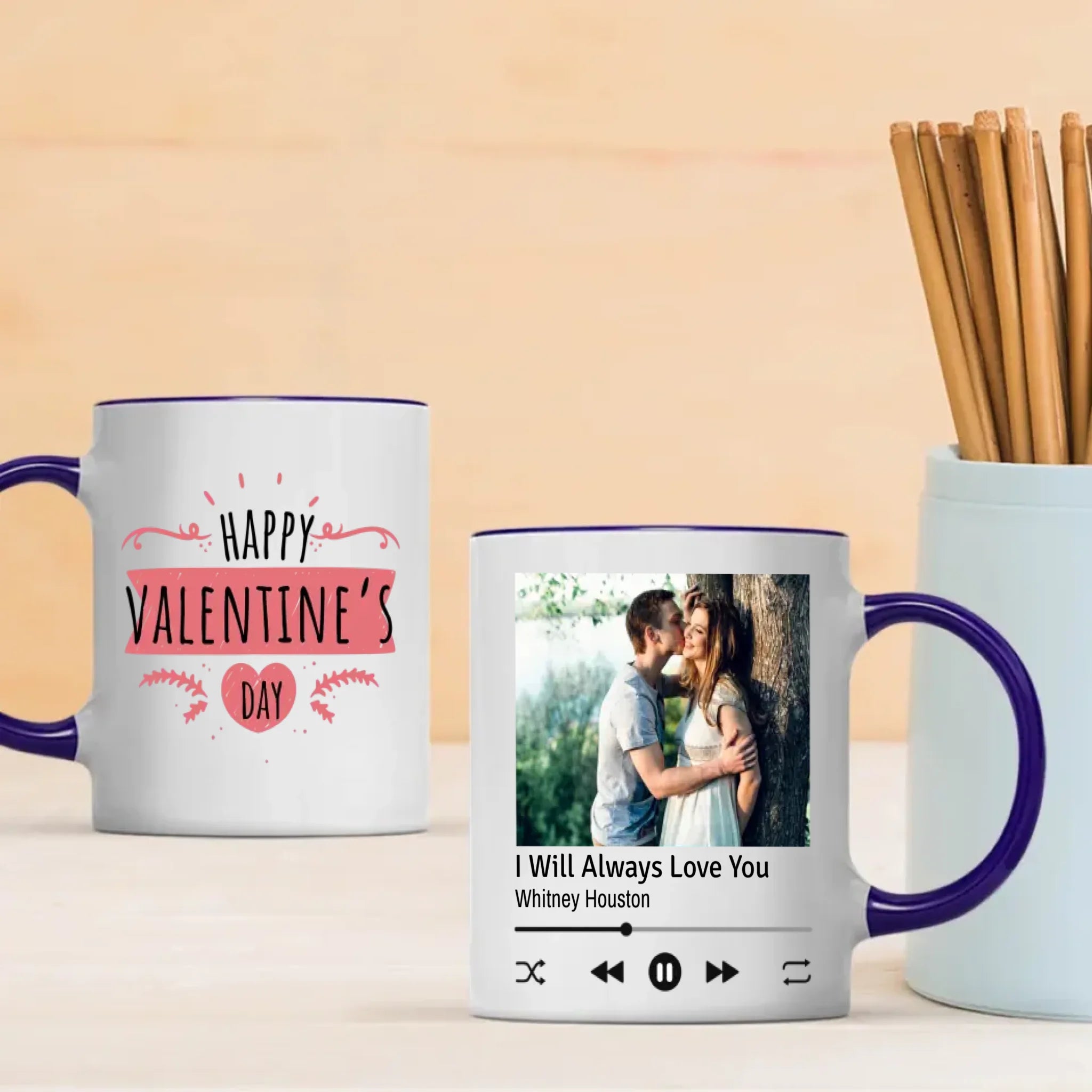 Personalized Happy Valentine Couple Mug with Photo A Romantic Gift Perfect for Couples - 89Prints