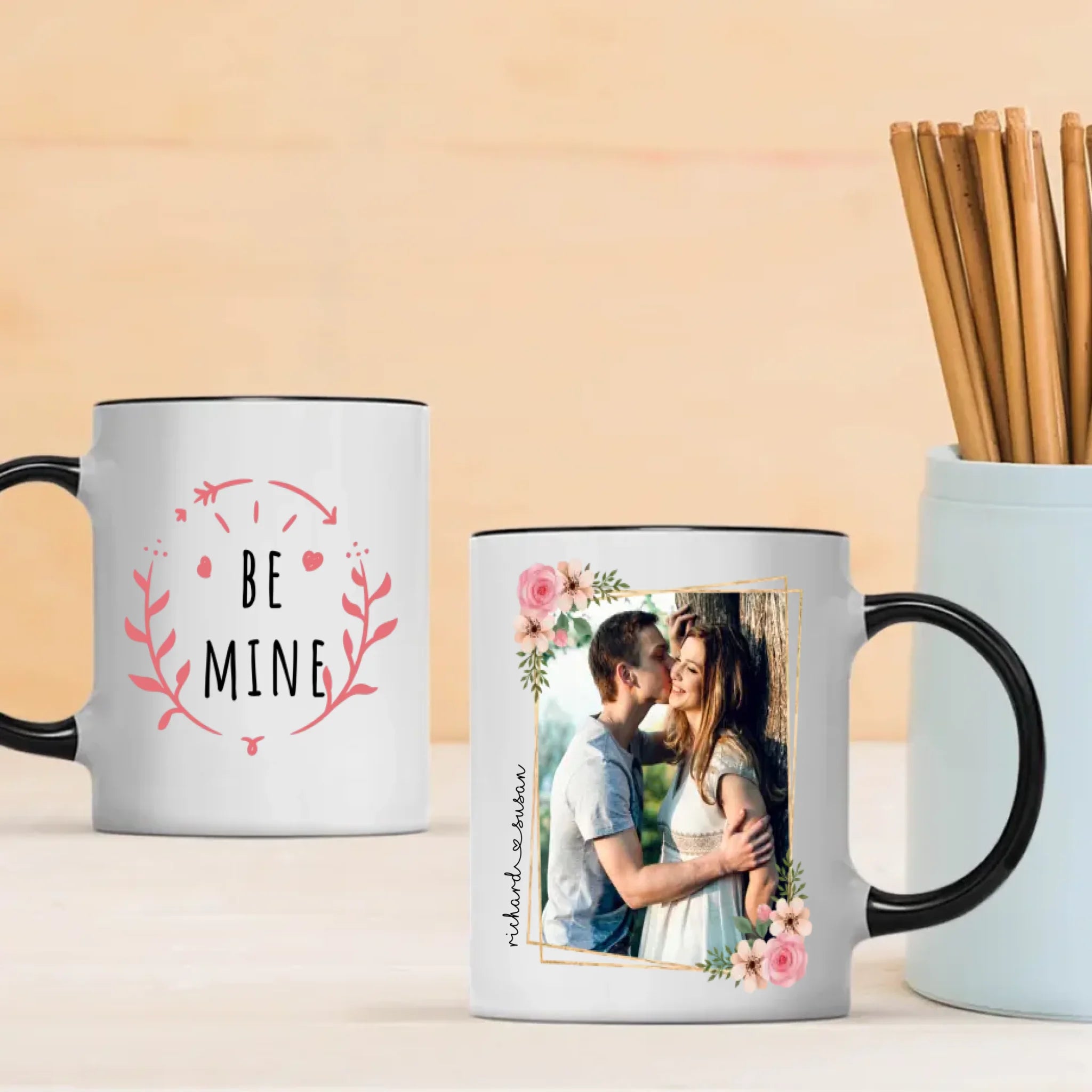 Be Mine Couple Mug with Custom Photo A Romantic Personalized Gift for Your Loved One - 89Prints