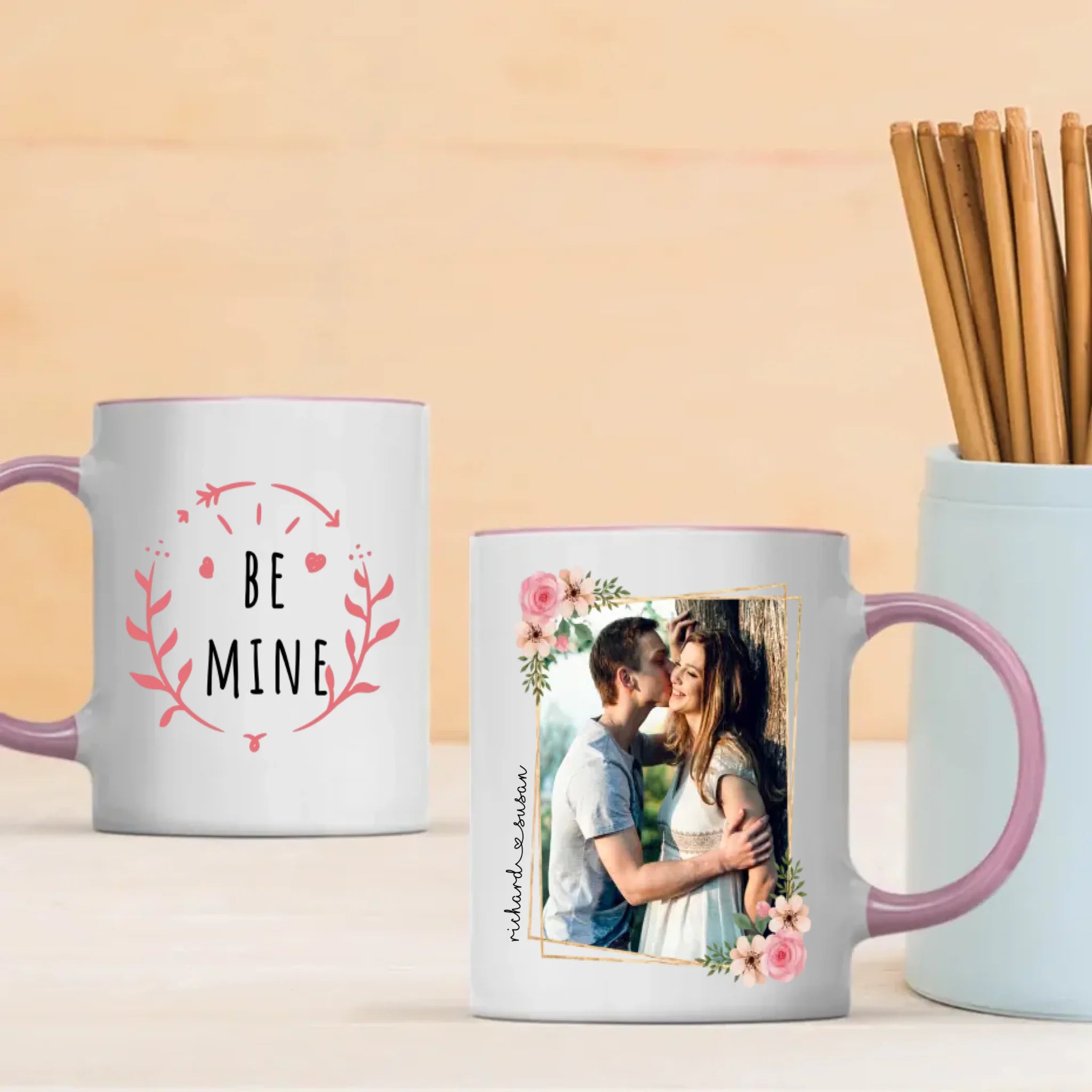 Be Mine Couple Mug with Custom Photo A Romantic Personalized Gift for Your Loved One - 89Prints