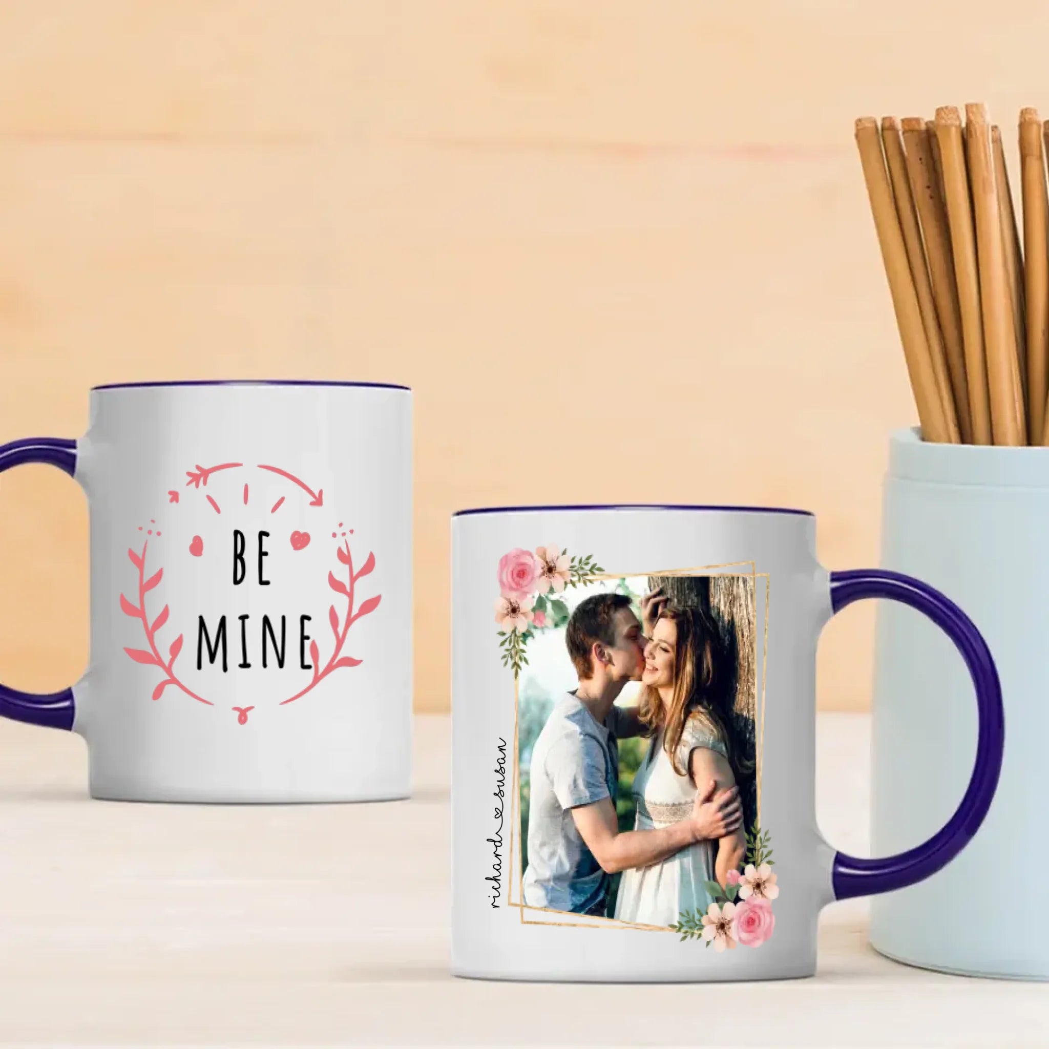 Be Mine Couple Mug with Custom Photo A Romantic Personalized Gift for Your Loved One - 89Prints