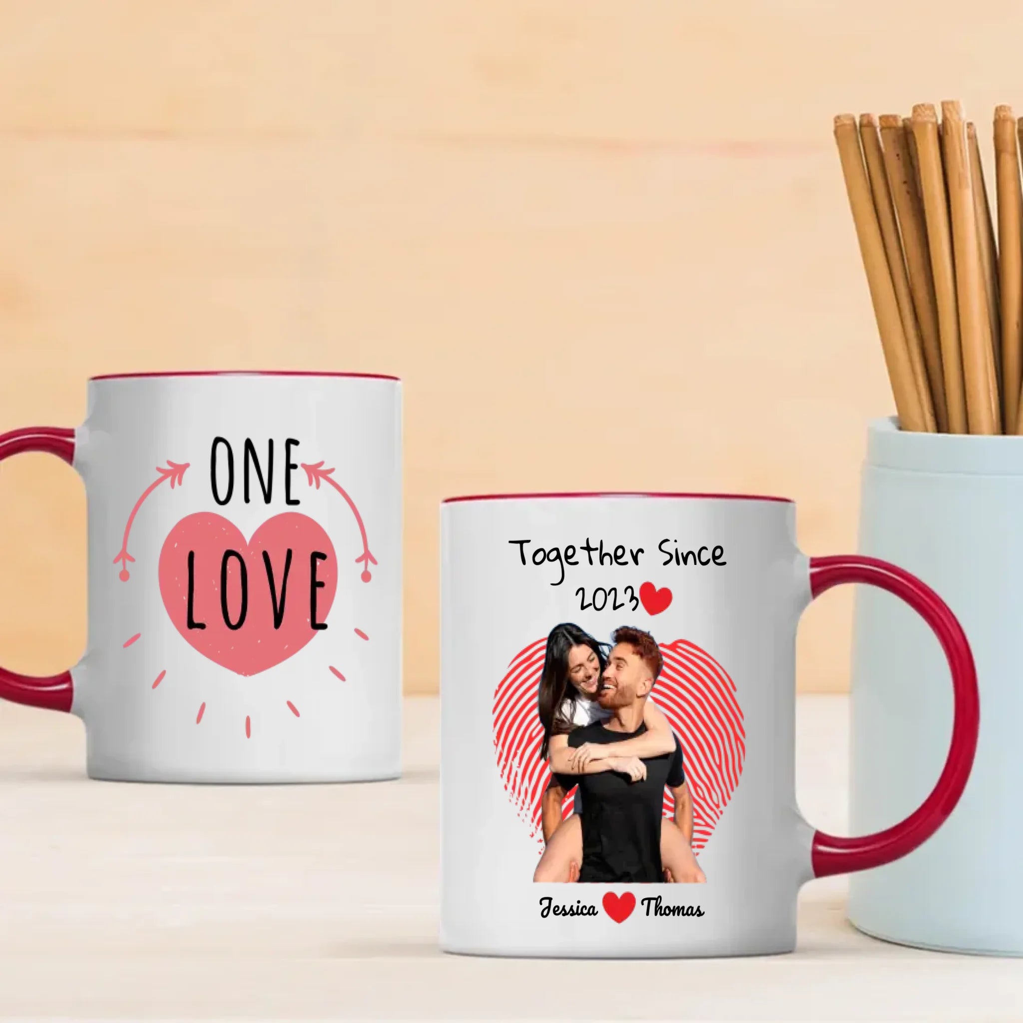 One Love and Together Since Couple Photo Mug A Custom Romantic Gift for Couples  -  89Prints