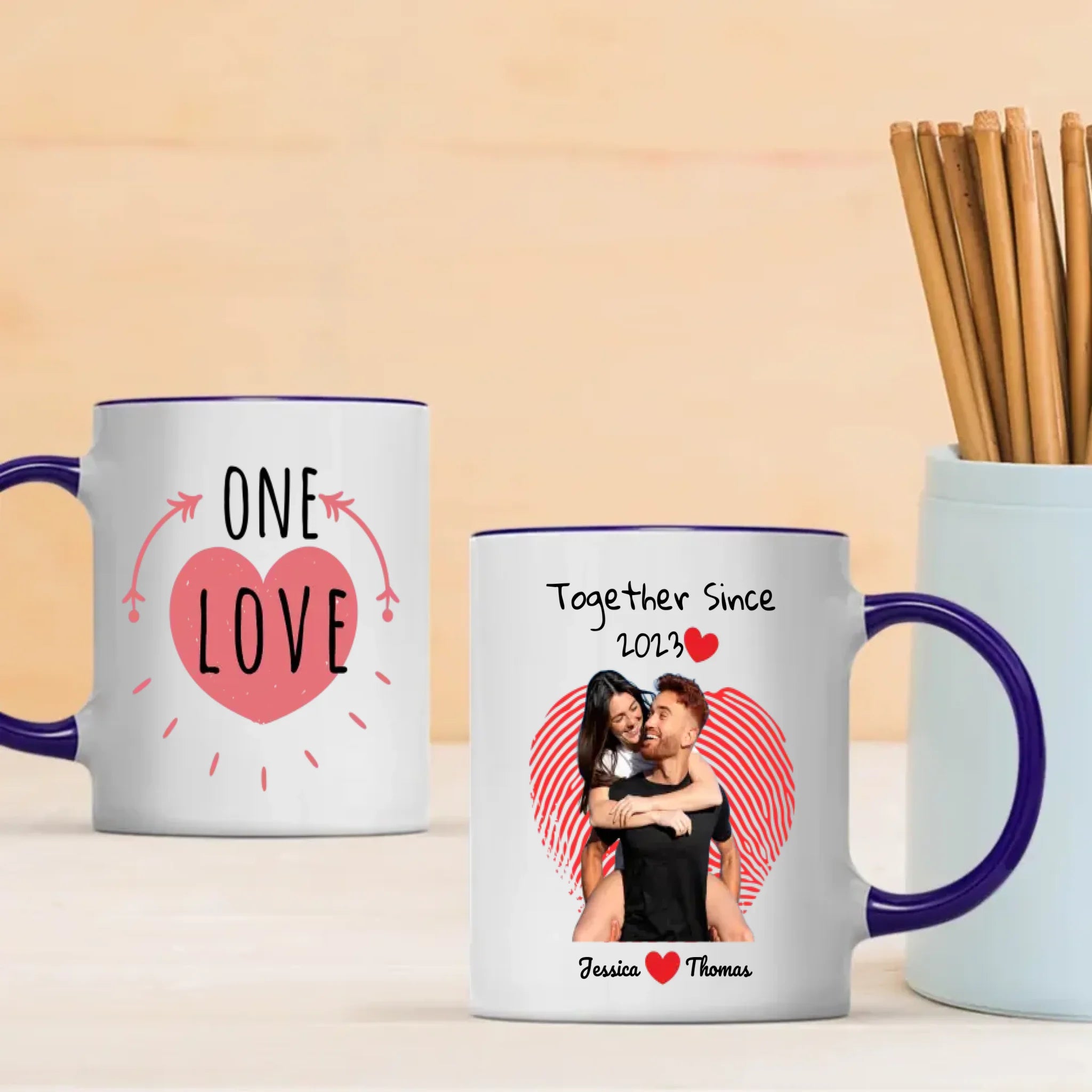 One Love and Together Since Couple Photo Mug A Custom Romantic Gift for Couples  -  89Prints