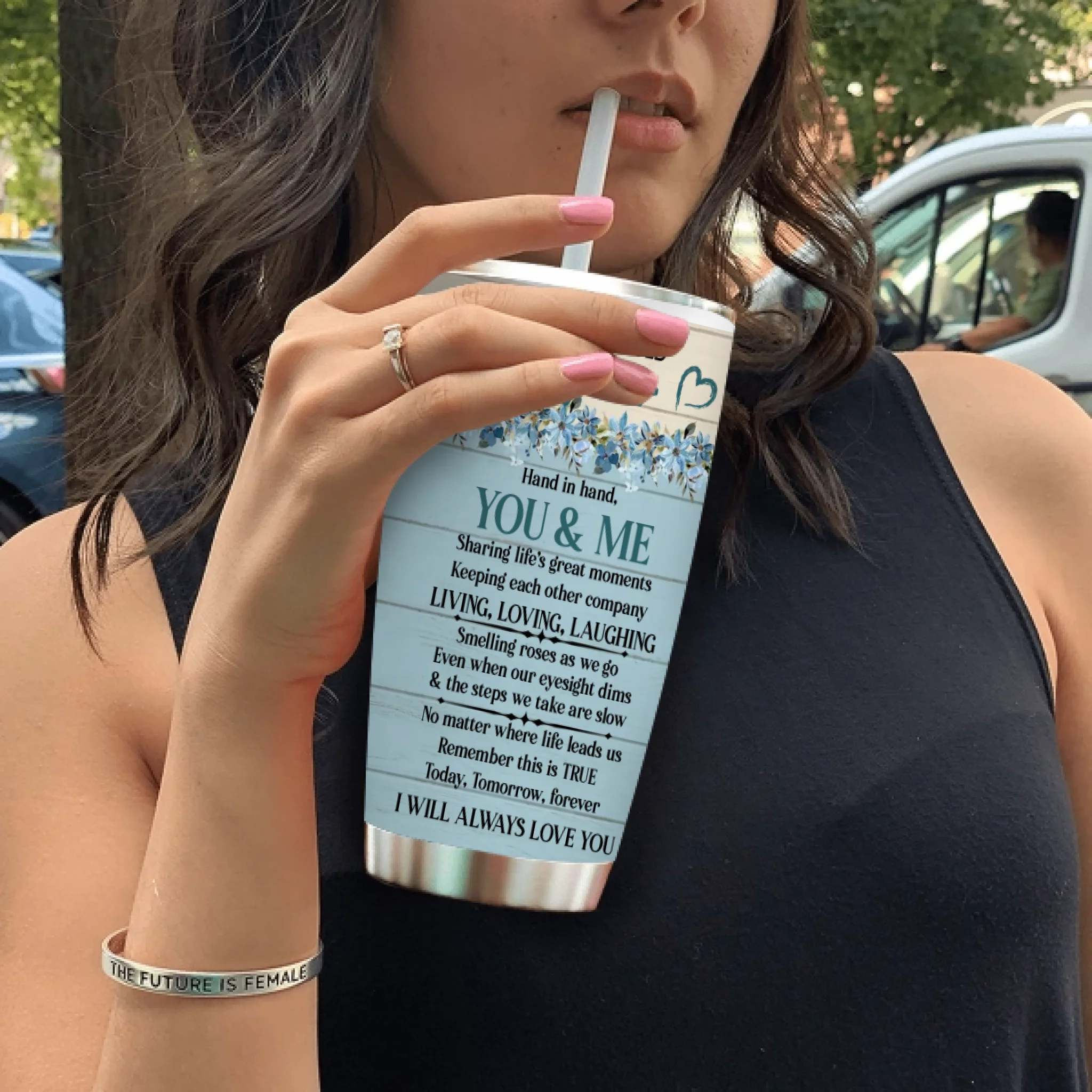 Husband and Wife Tumbler – You & Me Custom Gift with Names and Picture - 89Prints