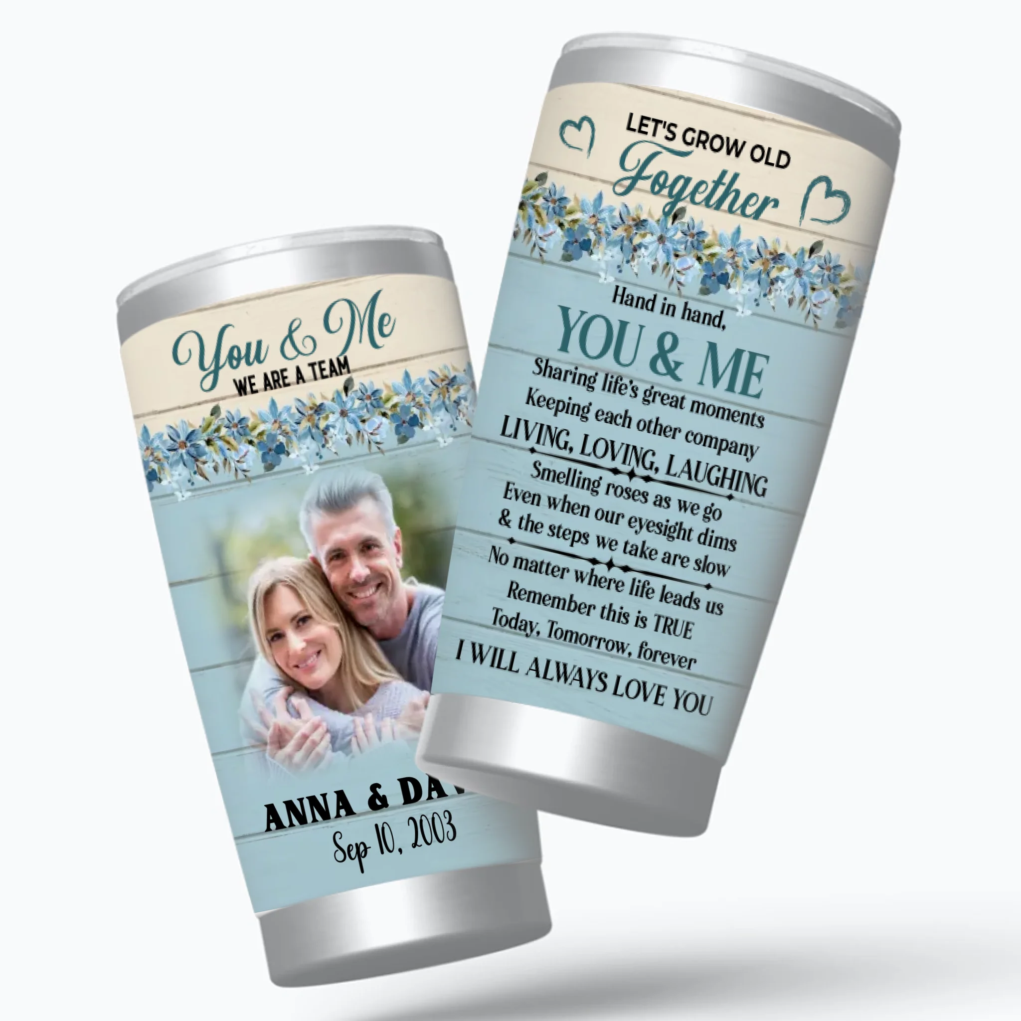 Husband and Wife Tumbler – You & Me Custom Gift with Names and Picture - 89Prints