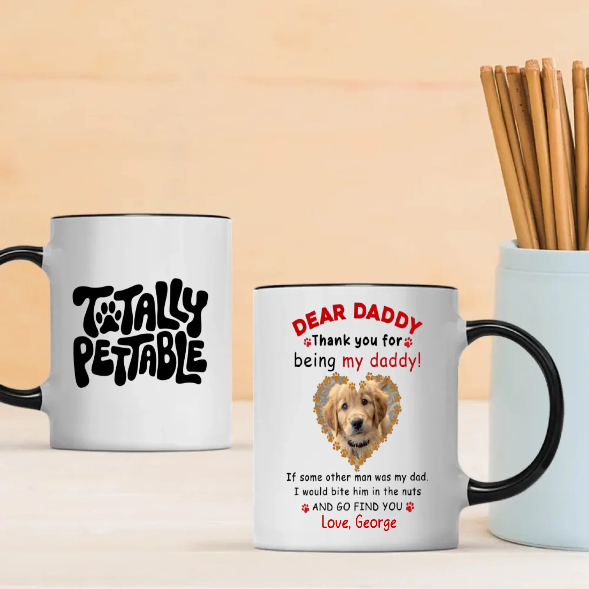Cute Personalized Gift from the Dog – Thank You for Being My Daddy Mug – 89Prints