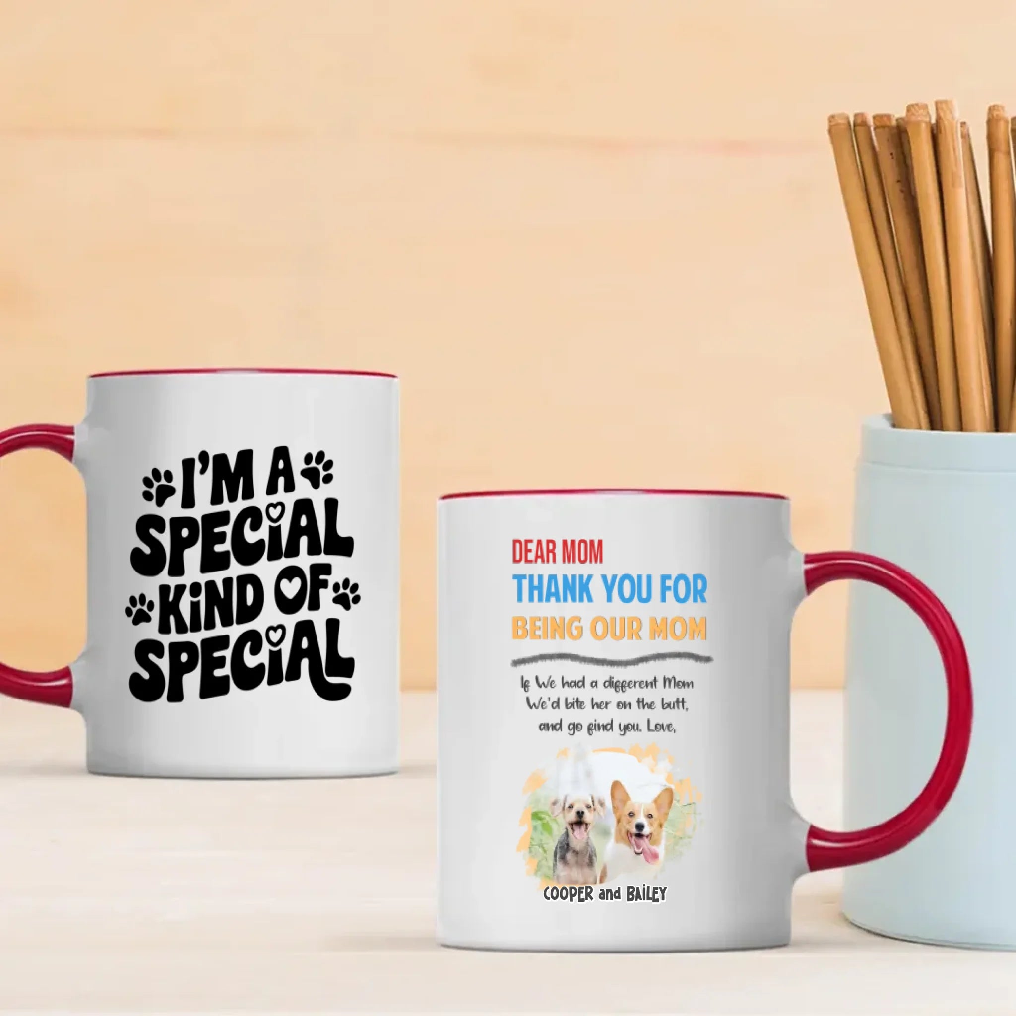 Cute Personalized Dog Mom Mug – Dear Mom, Thank You for Being Our Mom – 89Prints