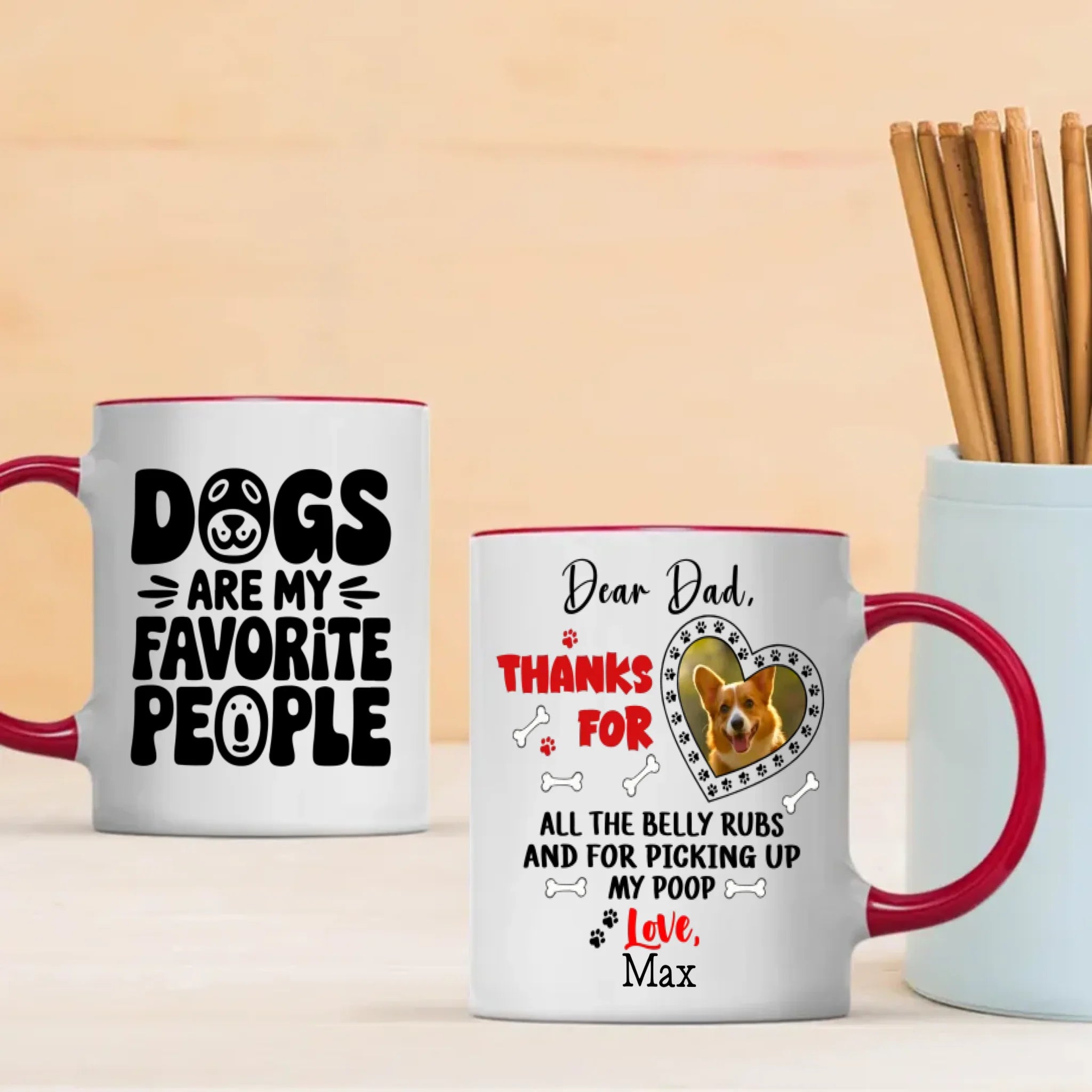 Dogs Are My Favorite People – Personalized Mug for Dog Dad, Custom Pet Photo Gift - 89Prints