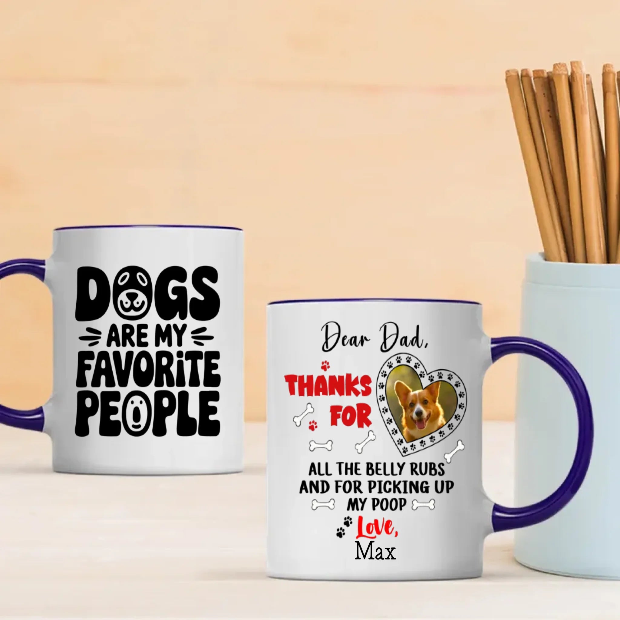 Dogs Are My Favorite People – Personalized Mug for Dog Dad, Custom Pet Photo Gift - 89Prints