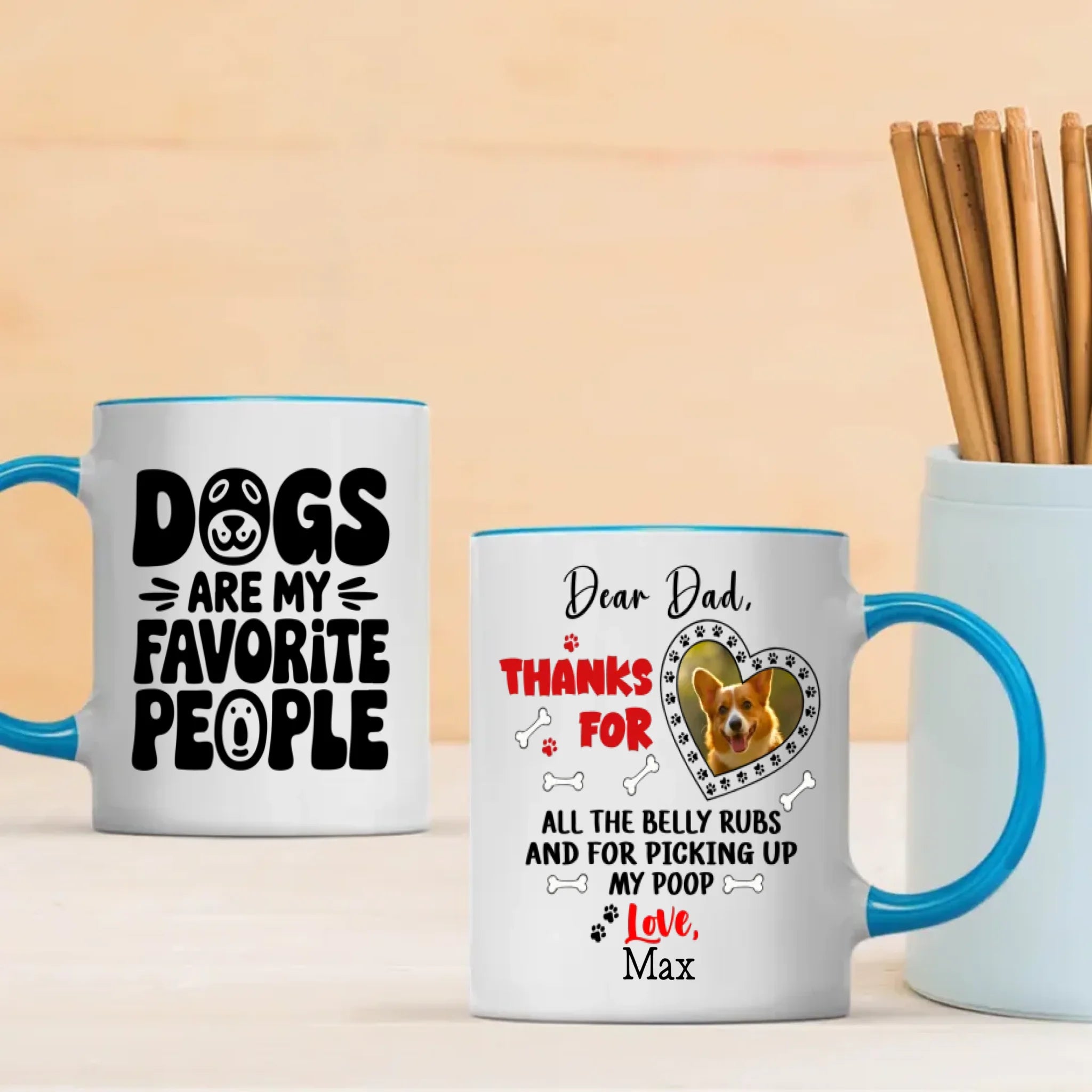 Dogs Are My Favorite People – Personalized Mug for Dog Dad, Custom Pet Photo Gift - 89Prints