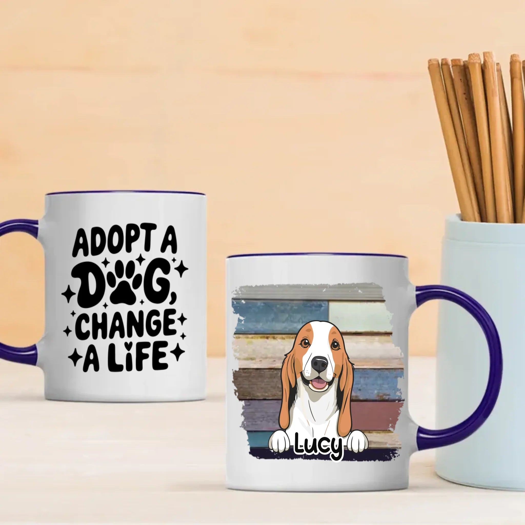 Adopt a Dog, Change a Life – Personalized Dog Lover Mug with Custom Dog Name - 89Prints