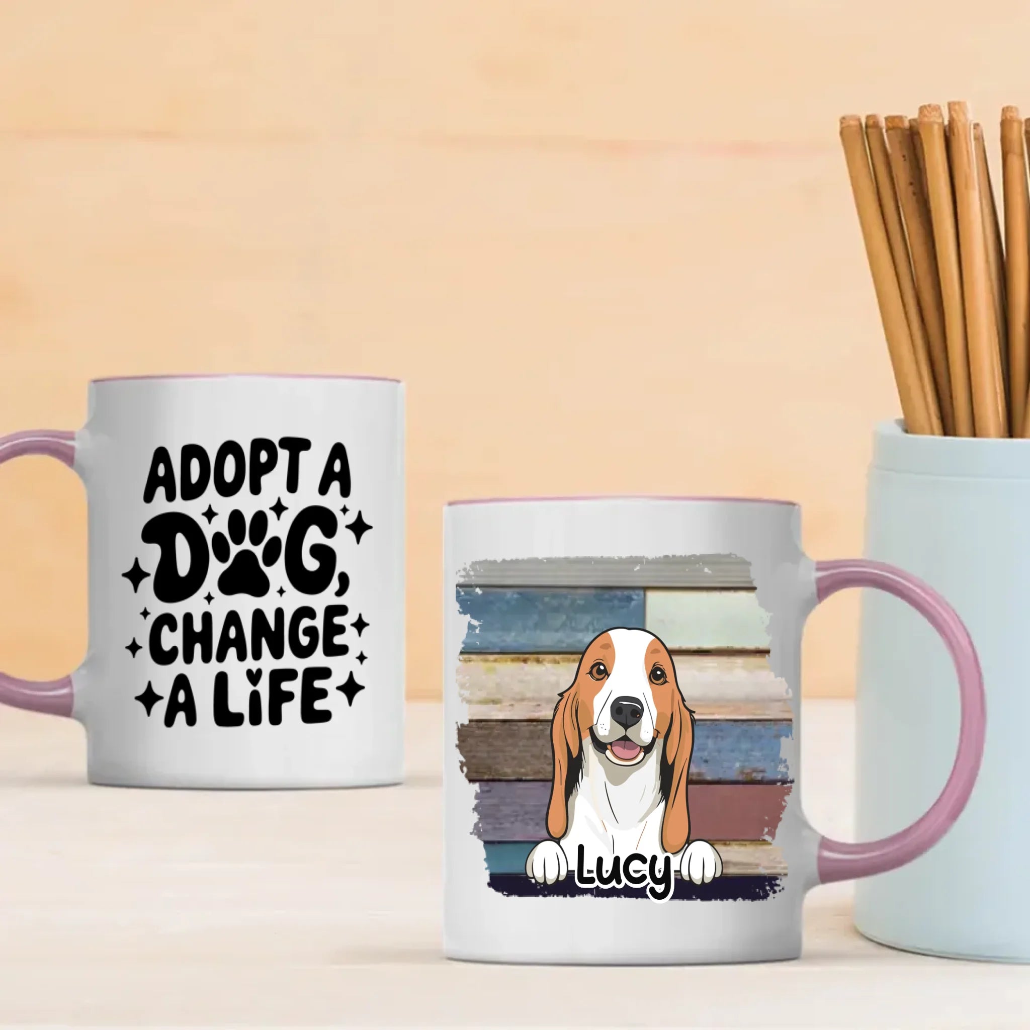 Adopt a Dog, Change a Life – Personalized Dog Lover Mug with Custom Dog Name - 89Prints