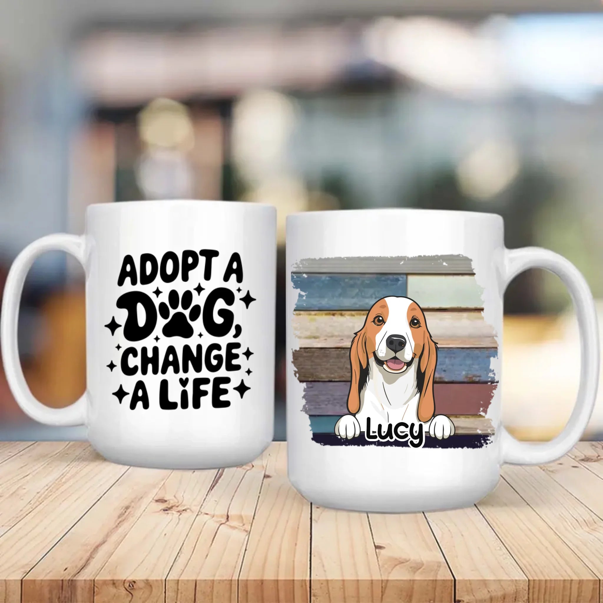 Adopt a Dog, Change a Life – Personalized Dog Lover Mug with Custom Dog Name - 89Prints