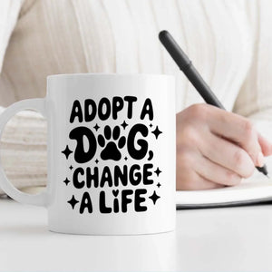Adopt a Dog, Change a Life – Personalized Dog Lover Mug with Custom Dog Name - 89Prints
