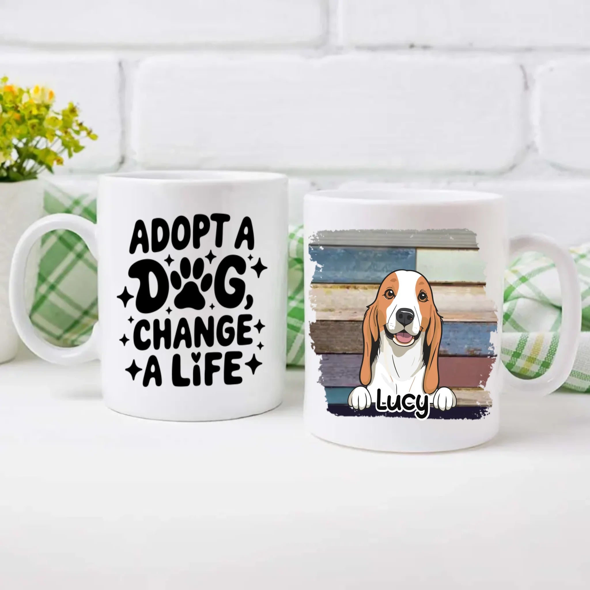 Adopt a Dog, Change a Life – Personalized Dog Lover Mug with Custom Dog Name - 89Prints