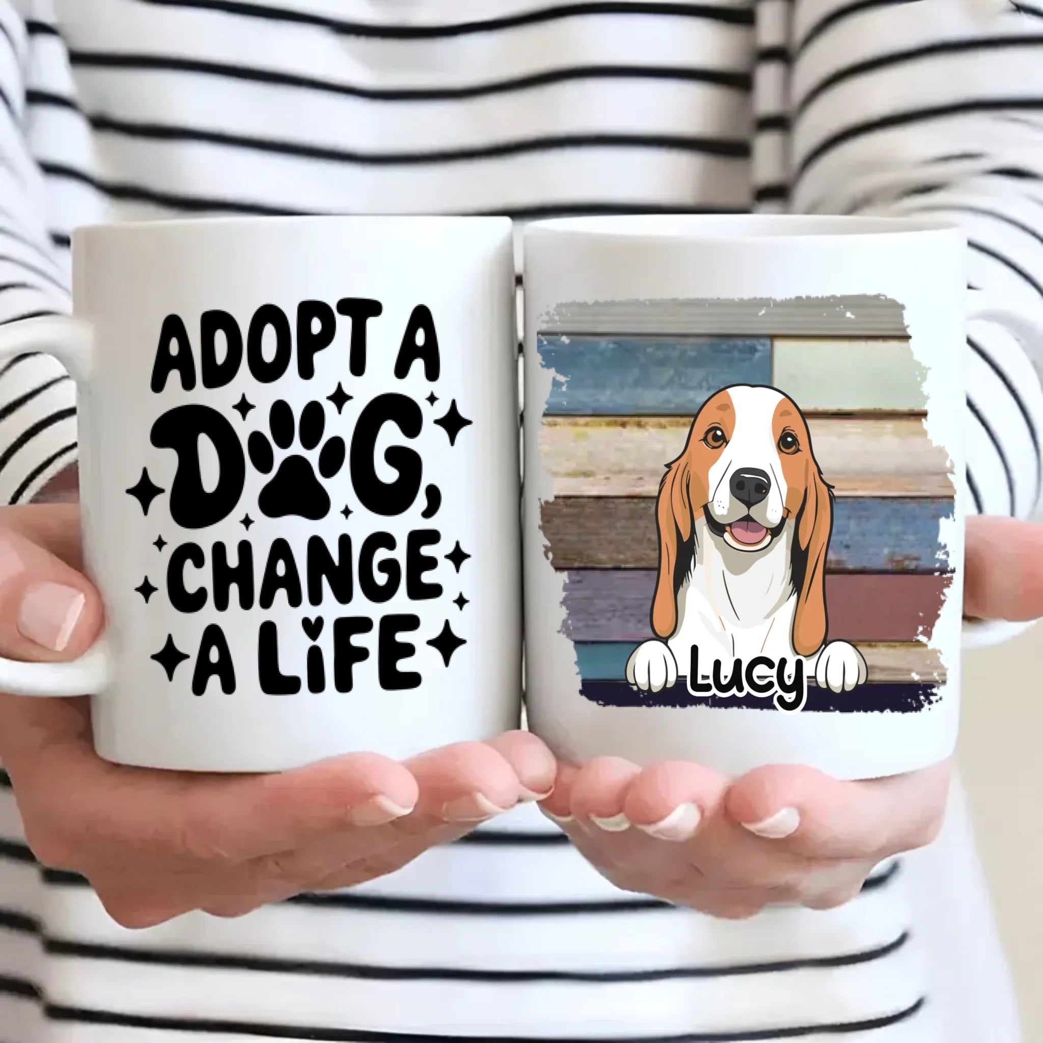 Adopt a Dog, Change a Life – Personalized Dog Lover Mug with Custom Dog Name - 89Prints