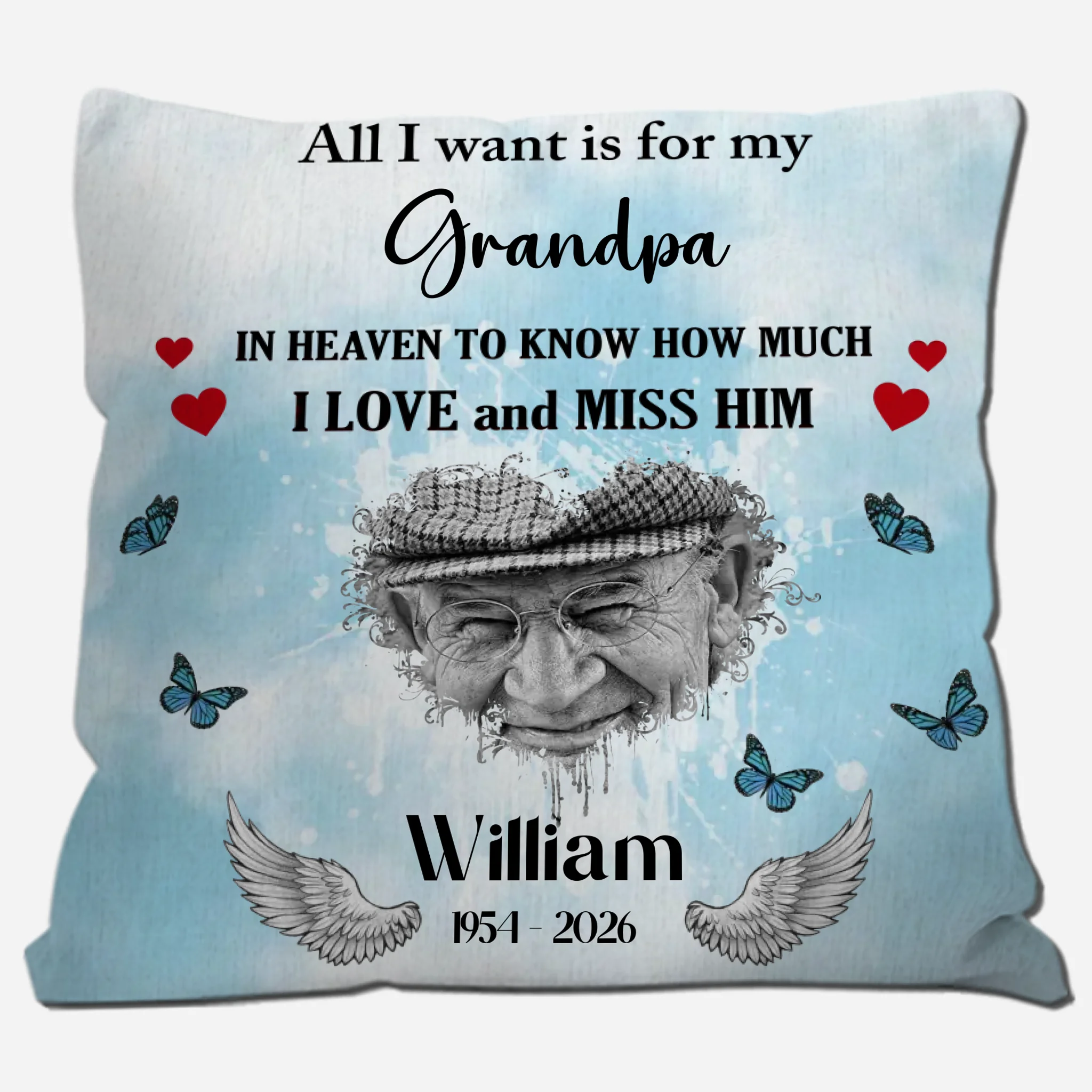 Forever Remembered Grandpa Pillow – Personalized Tribute Cushion - 89Prints