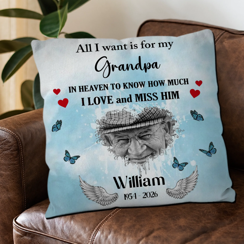 Forever Remembered Grandpa Pillow – Personalized Tribute Cushion - 89Prints