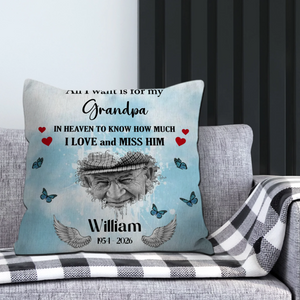 Forever Remembered Grandpa Pillow – Personalized Tribute Cushion - 89Prints
