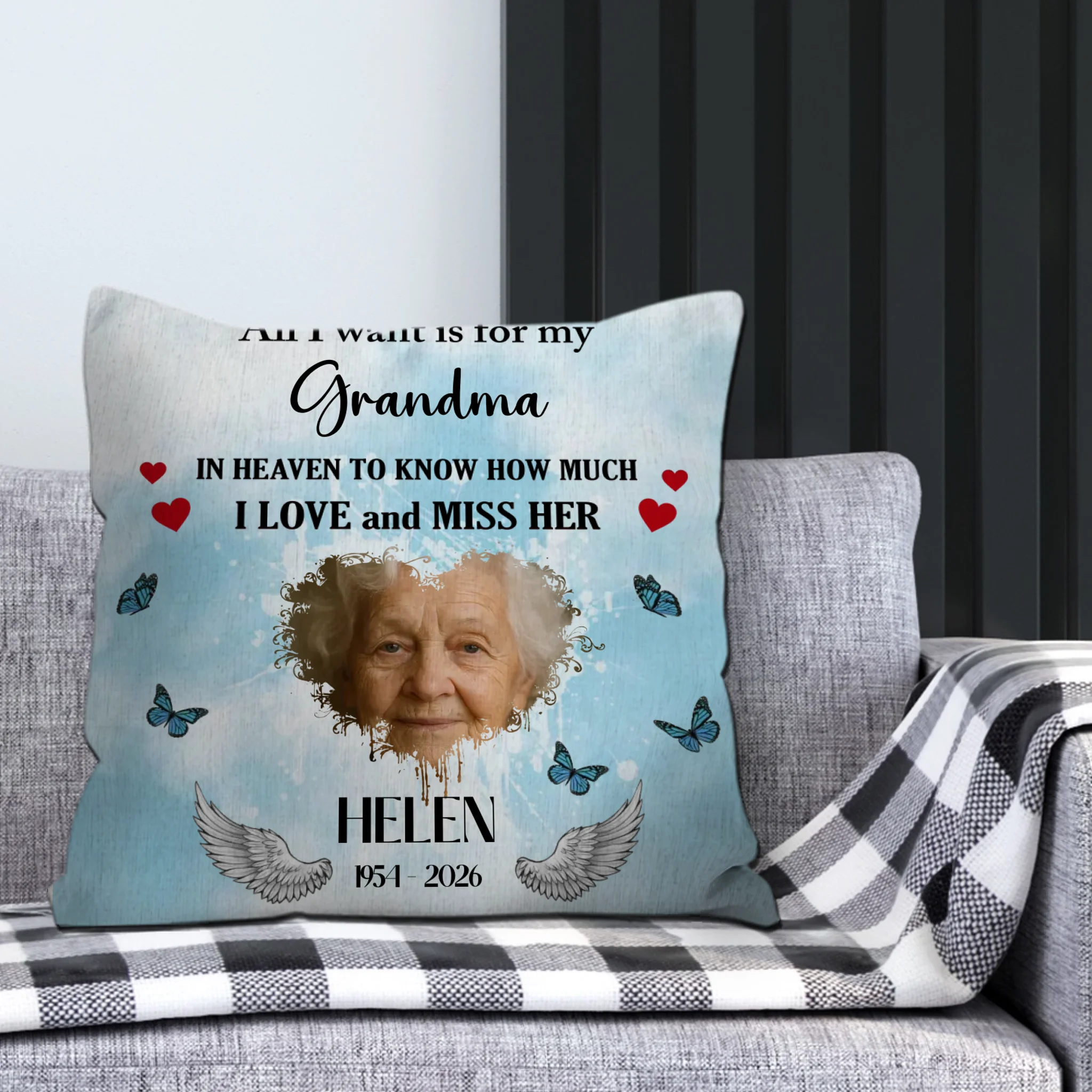 Grandma in Heaven Pillow – “All I Want” Personalized Tribute - 89Prints