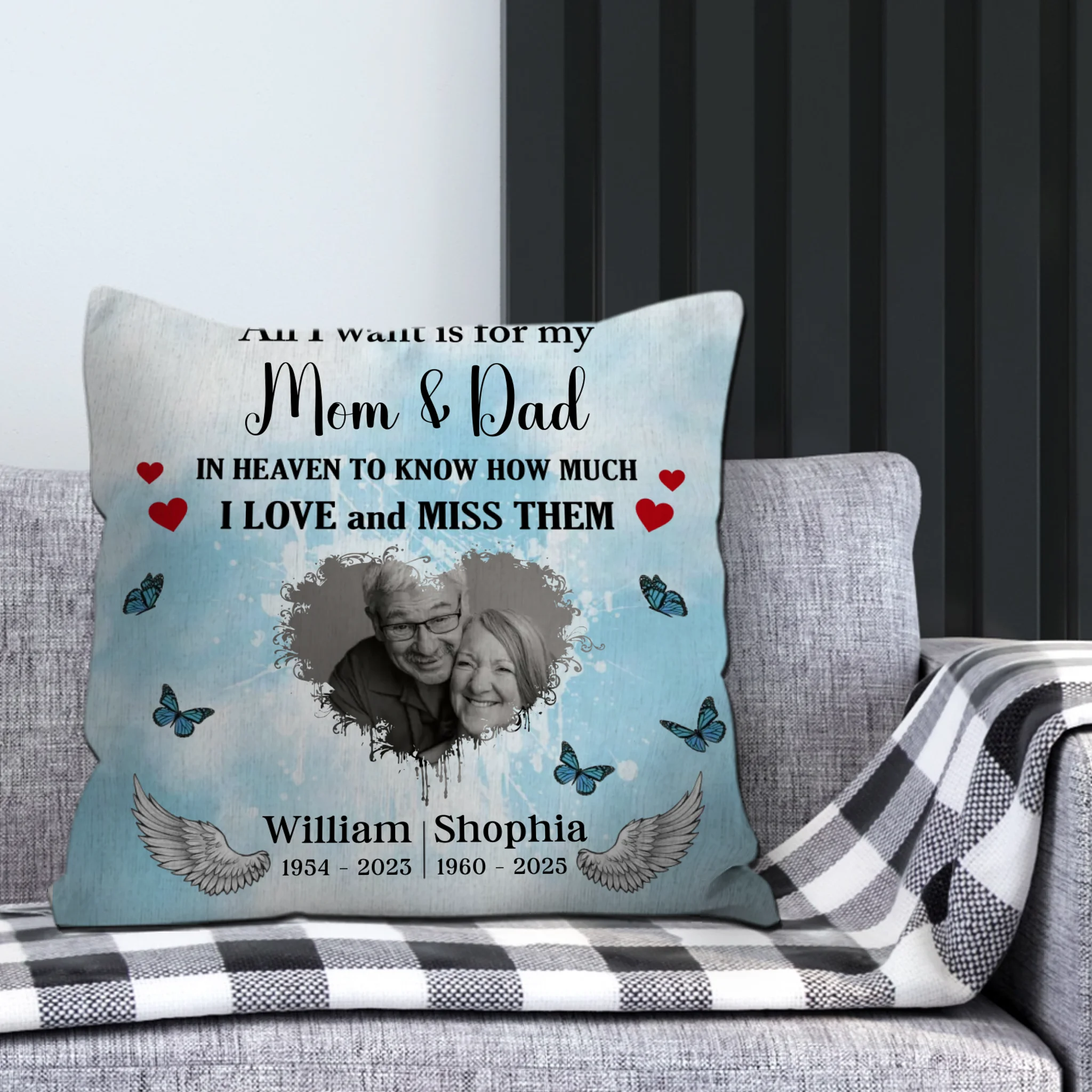 Soft & Loving – Personalized Pillow for Mom & Dad in Heaven - 89Prints