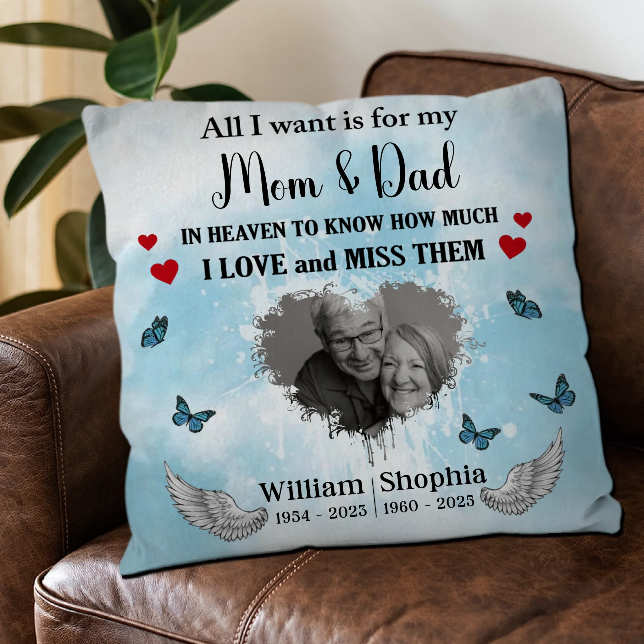Soft & Loving – Personalized Pillow for Mom & Dad in Heaven - 89Prints