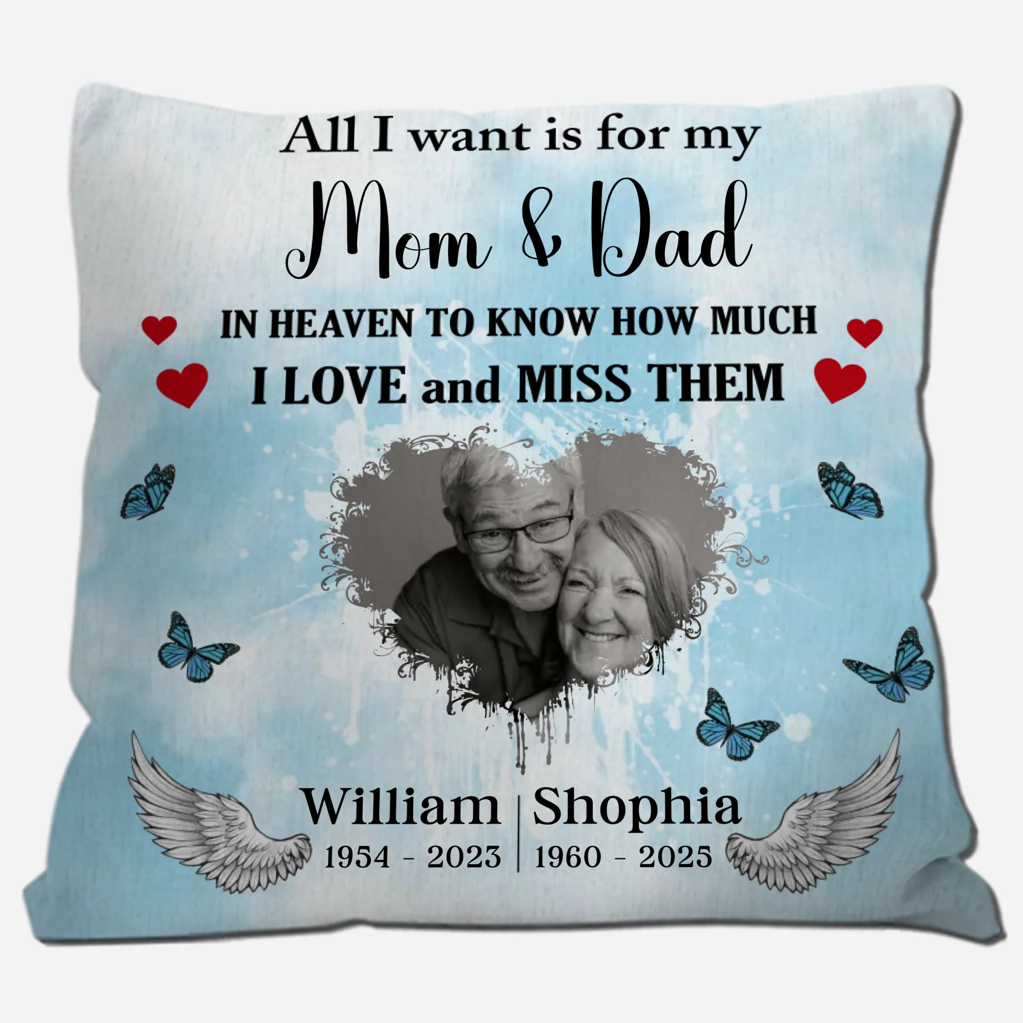 Soft & Loving – Personalized Pillow for Mom & Dad in Heaven - 89Prints