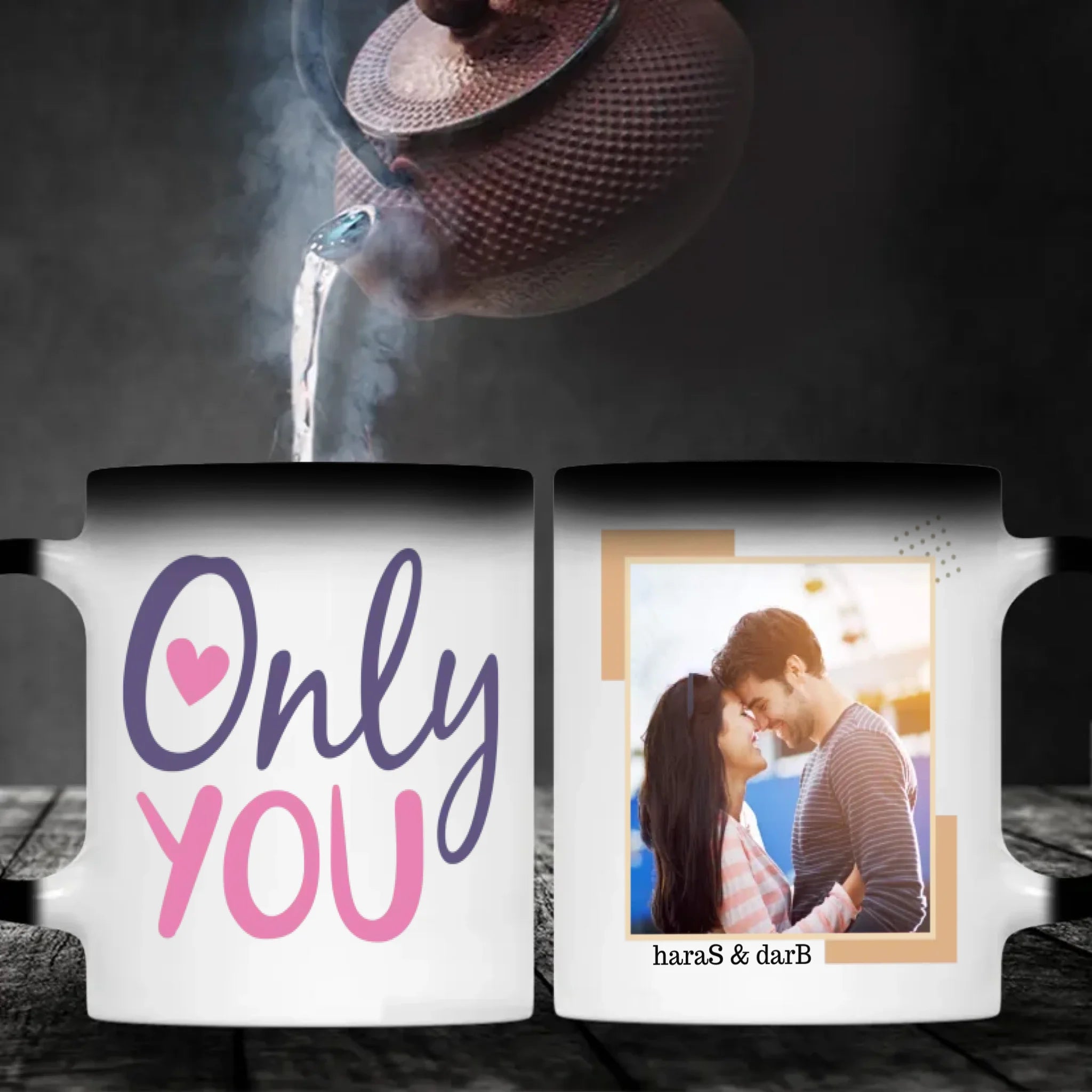 Only You Personalized Color-Trimmed Mug with Custom Photo A Romantic Gift for Couples - 89Prints
