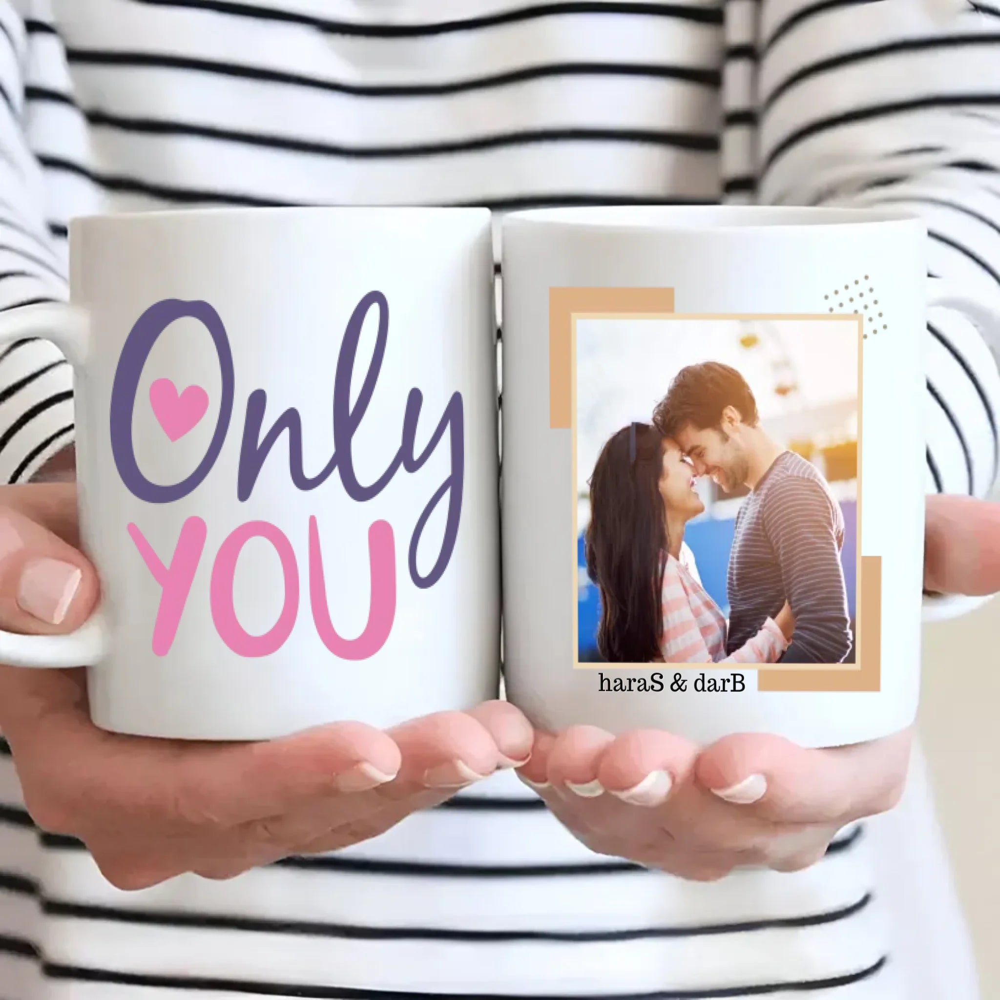 Only You Personalized Color-Trimmed Mug with Custom Photo A Romantic Gift for Couples - 89Prints