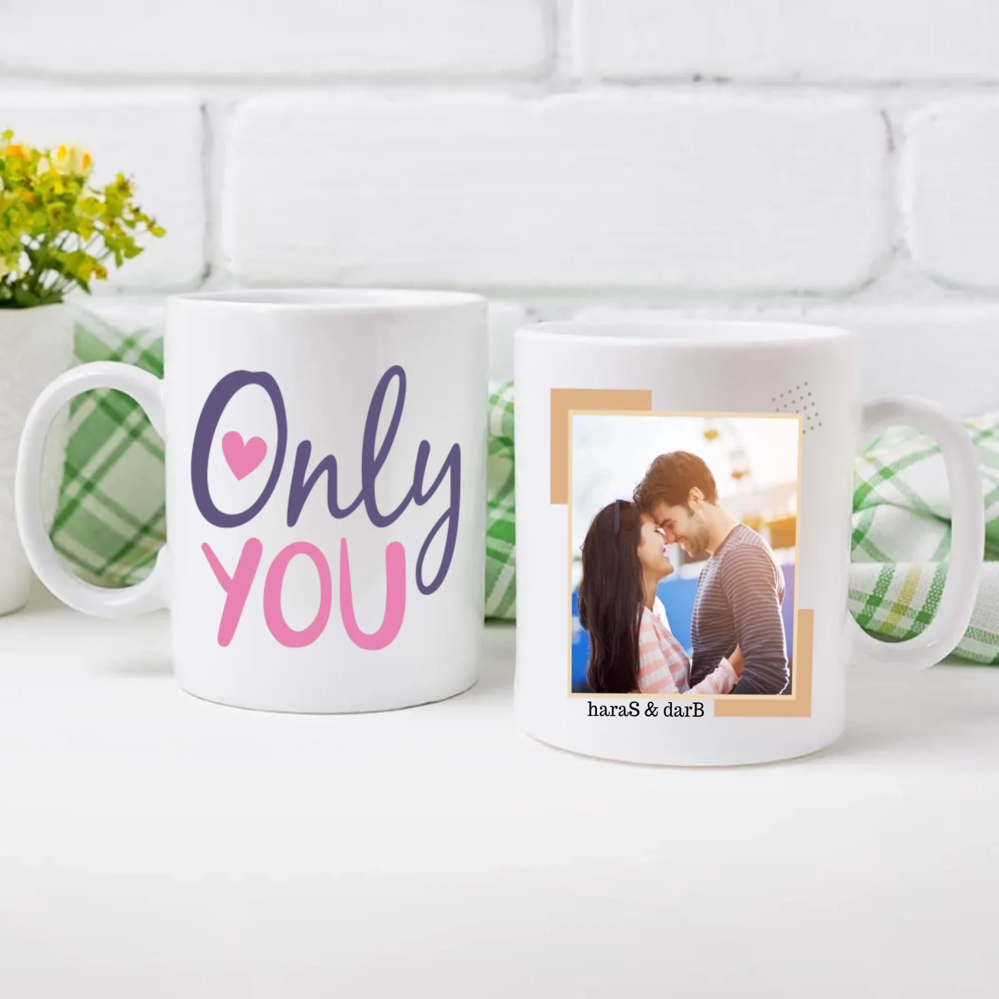 Only You Personalized Color-Trimmed Mug with Custom Photo A Romantic Gift for Couples - 89Prints