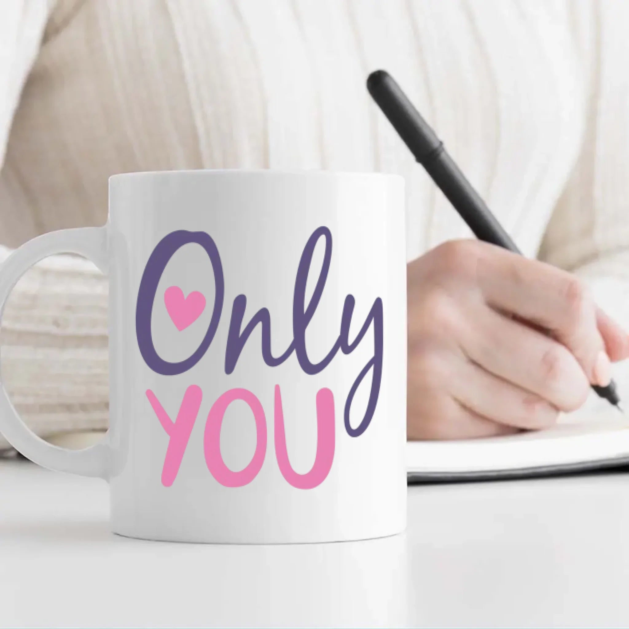 Only You Personalized Color-Trimmed Mug with Custom Photo A Romantic Gift for Couples - 89Prints