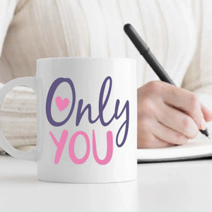Only You Personalized Color-Trimmed Mug with Custom Photo A Romantic Gift for Couples - 89Prints