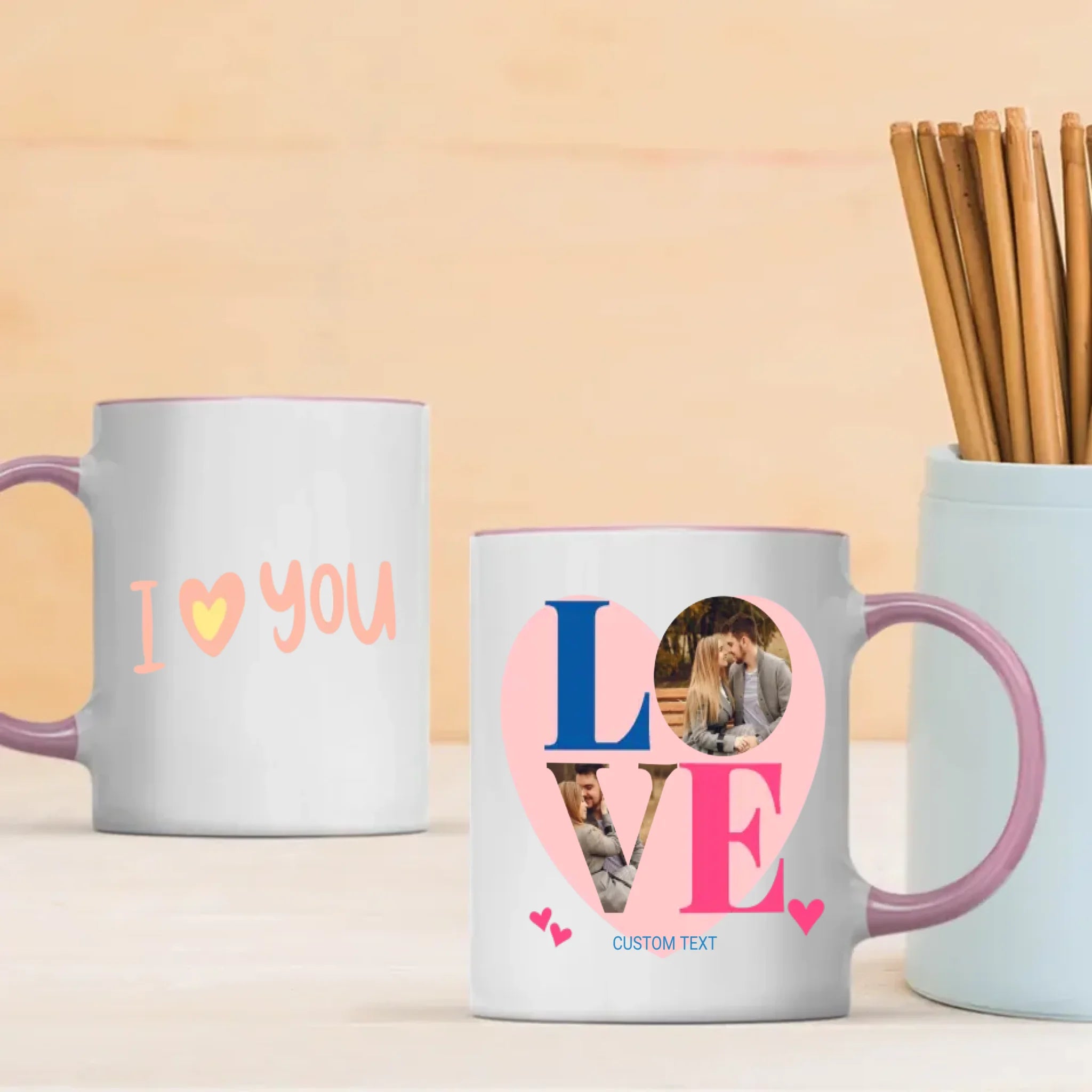 Heart-Shaped Couple Mugs for Lovers – A Perfect Gift to Connect Two Hearts - 89Prints