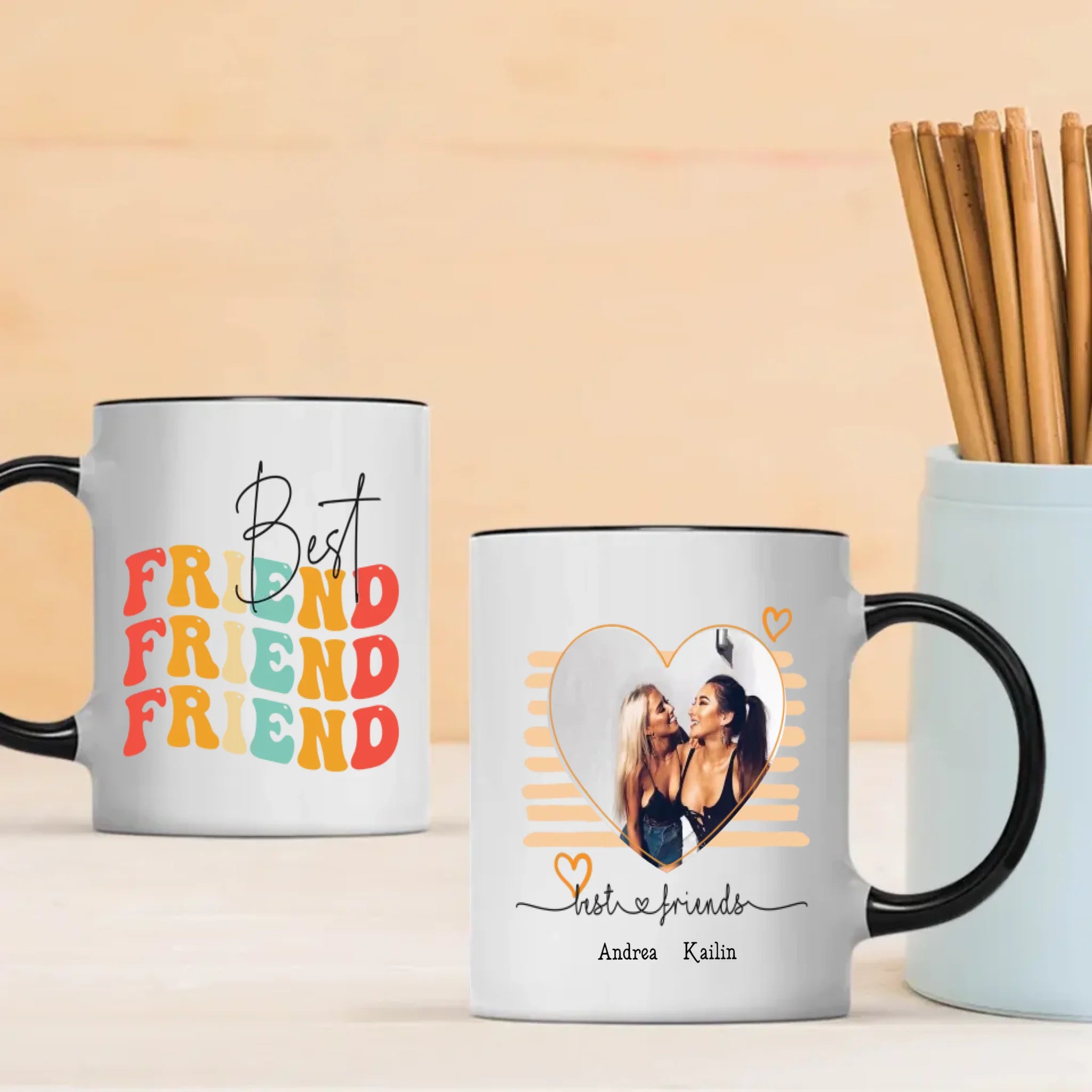 Custom Best Friend Mug – Personalized Photo & Name Friendship Gift - 89Prints