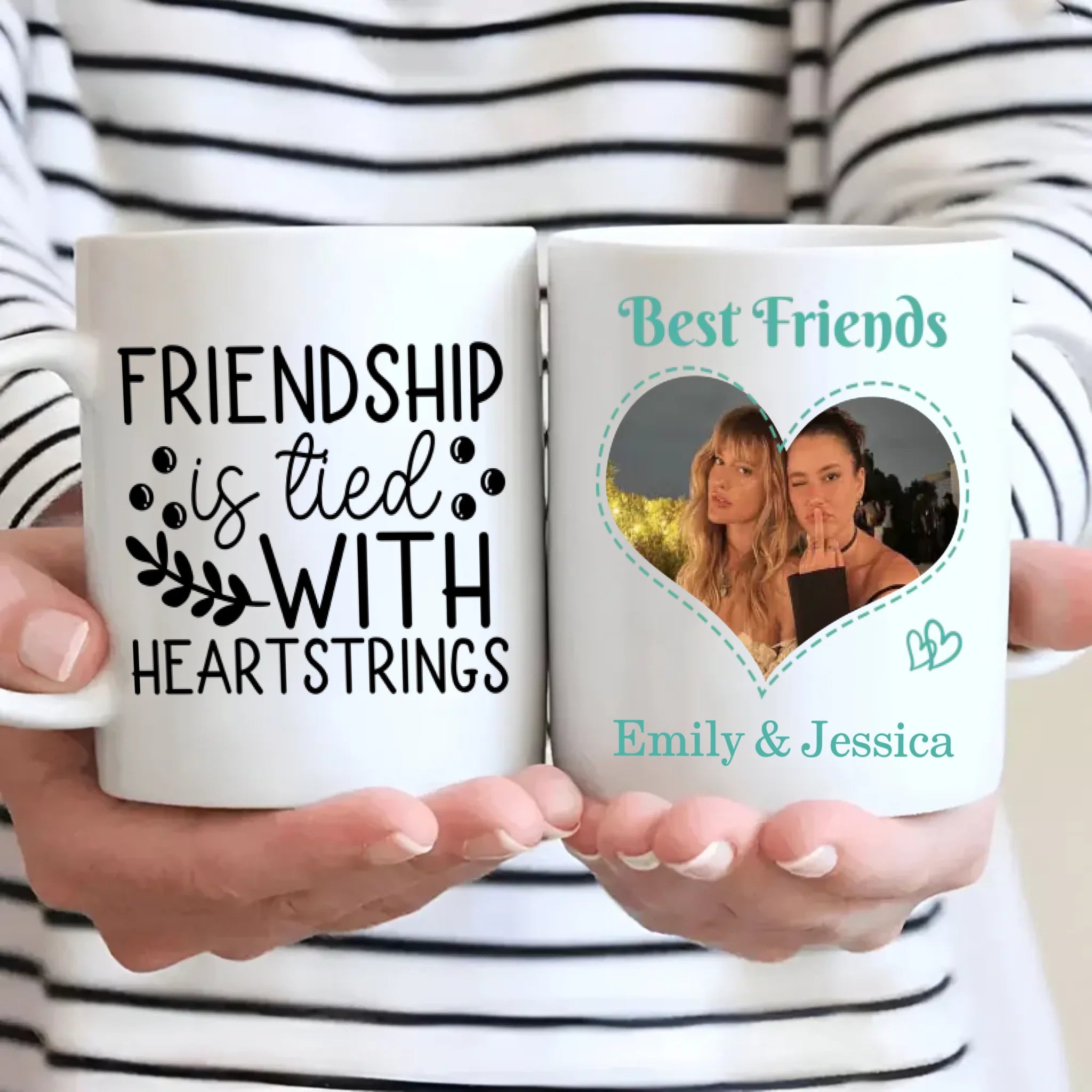 Friendship Is Tied with Heartstrings – Personalized Bestie Mug - 89Prints