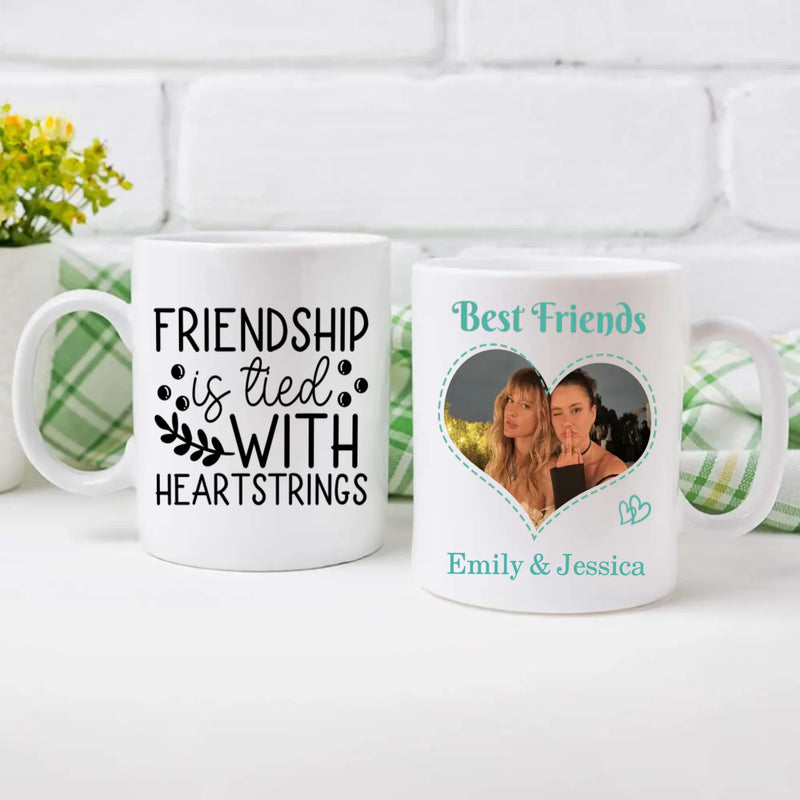 Friendship Is Tied with Heartstrings – Personalized Bestie Mug - 89Prints